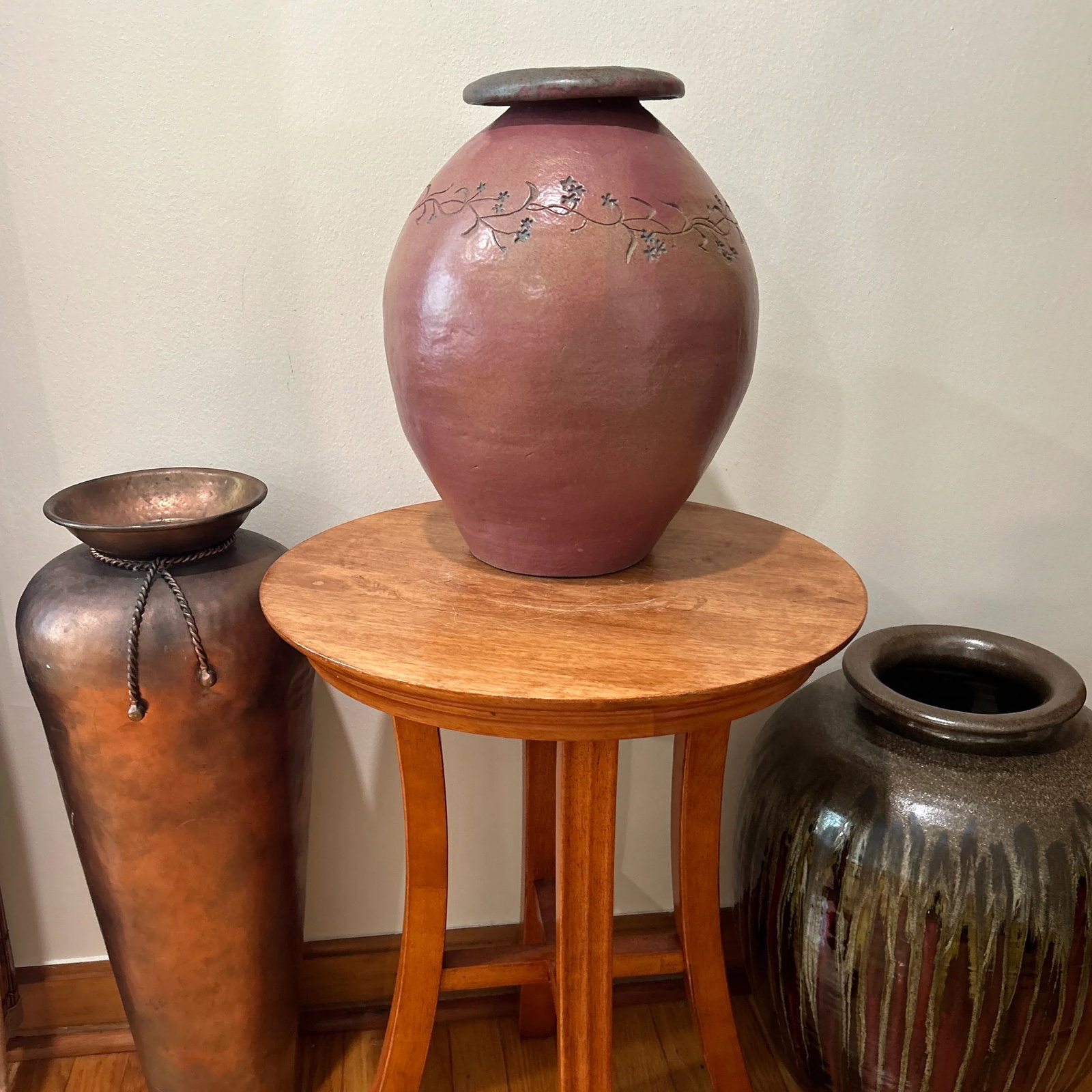 Vintage Large Scale Earth Ware Terracotta Vase/Pot North Dakota Style - 9