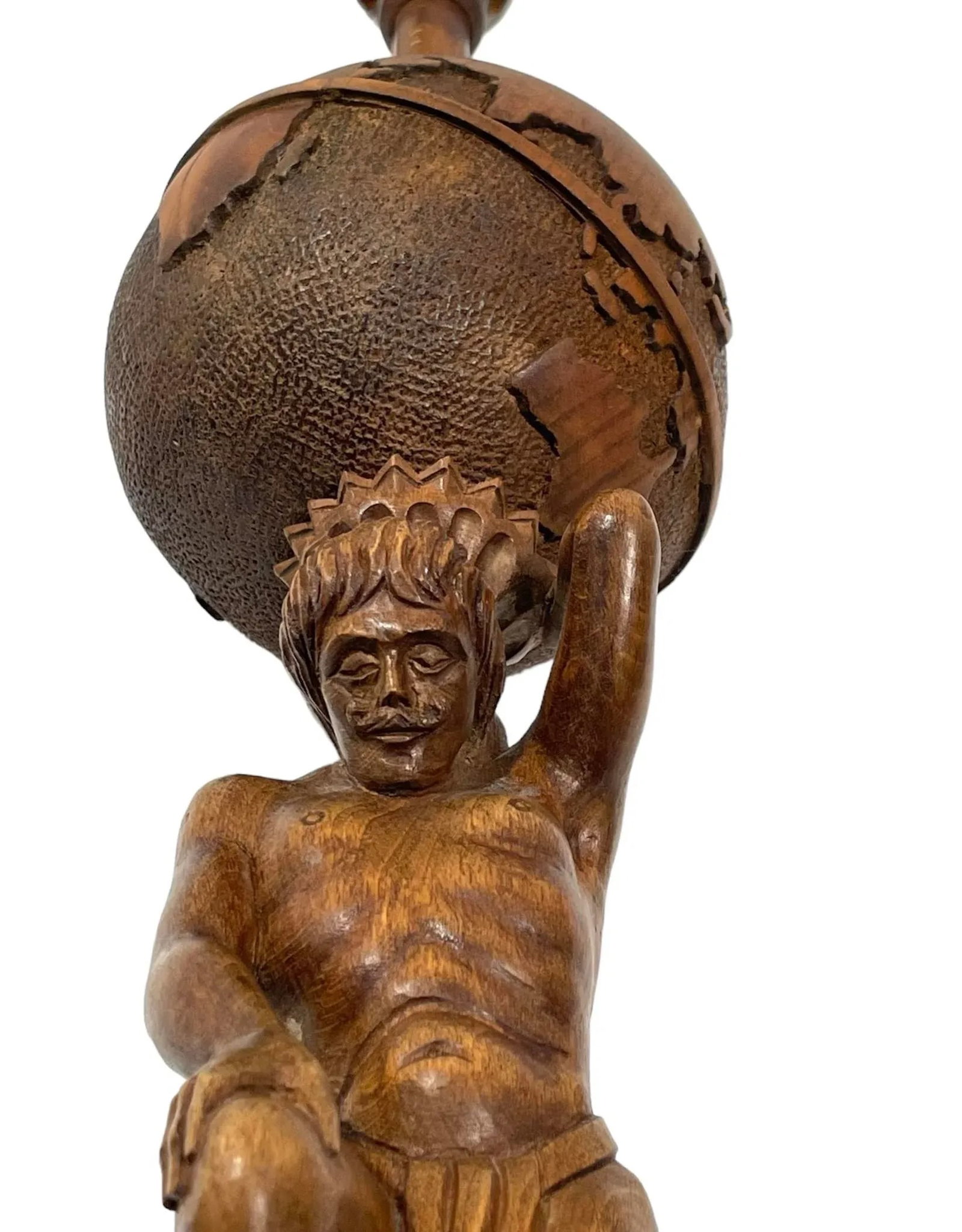 Wooden Hand Carved Figural Statue of the Titan Greek God Atlas - 10