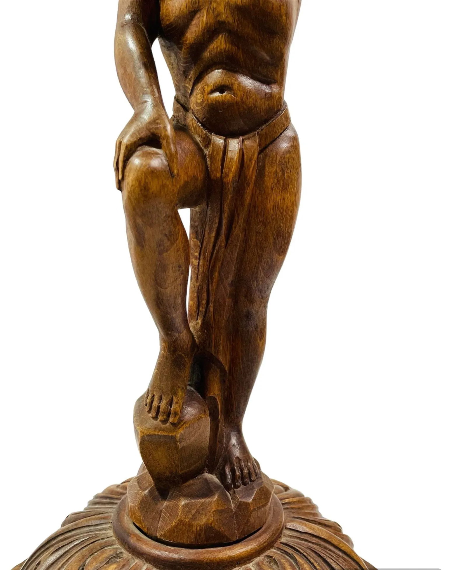 Wooden Hand Carved Figural Statue of the Titan Greek God Atlas - 2