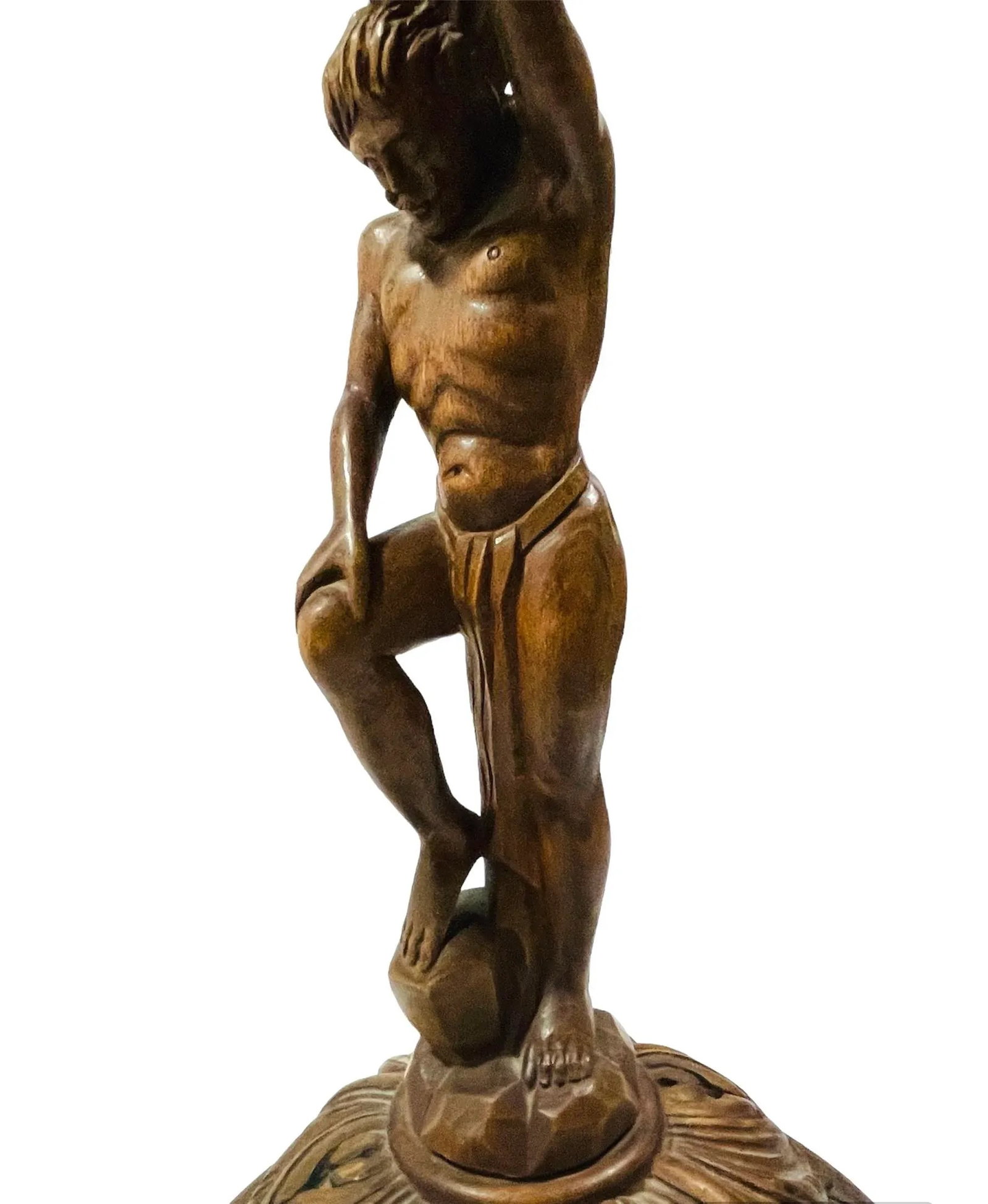 Wooden Hand Carved Figural Statue of the Titan Greek God Atlas - 5