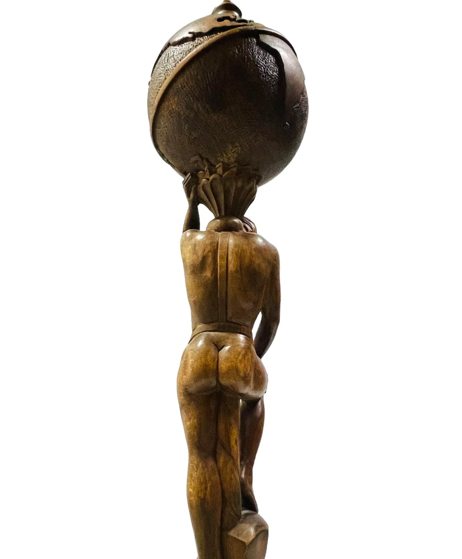 Wooden Hand Carved Figural Statue of the Titan Greek God Atlas - 6