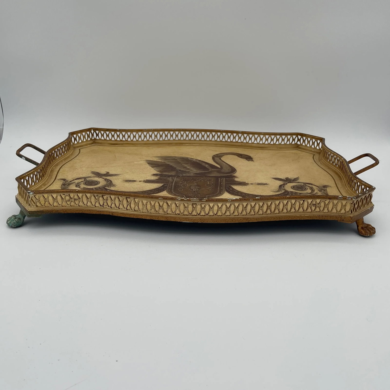 Neoclassical Tole Tray With Swan - 2