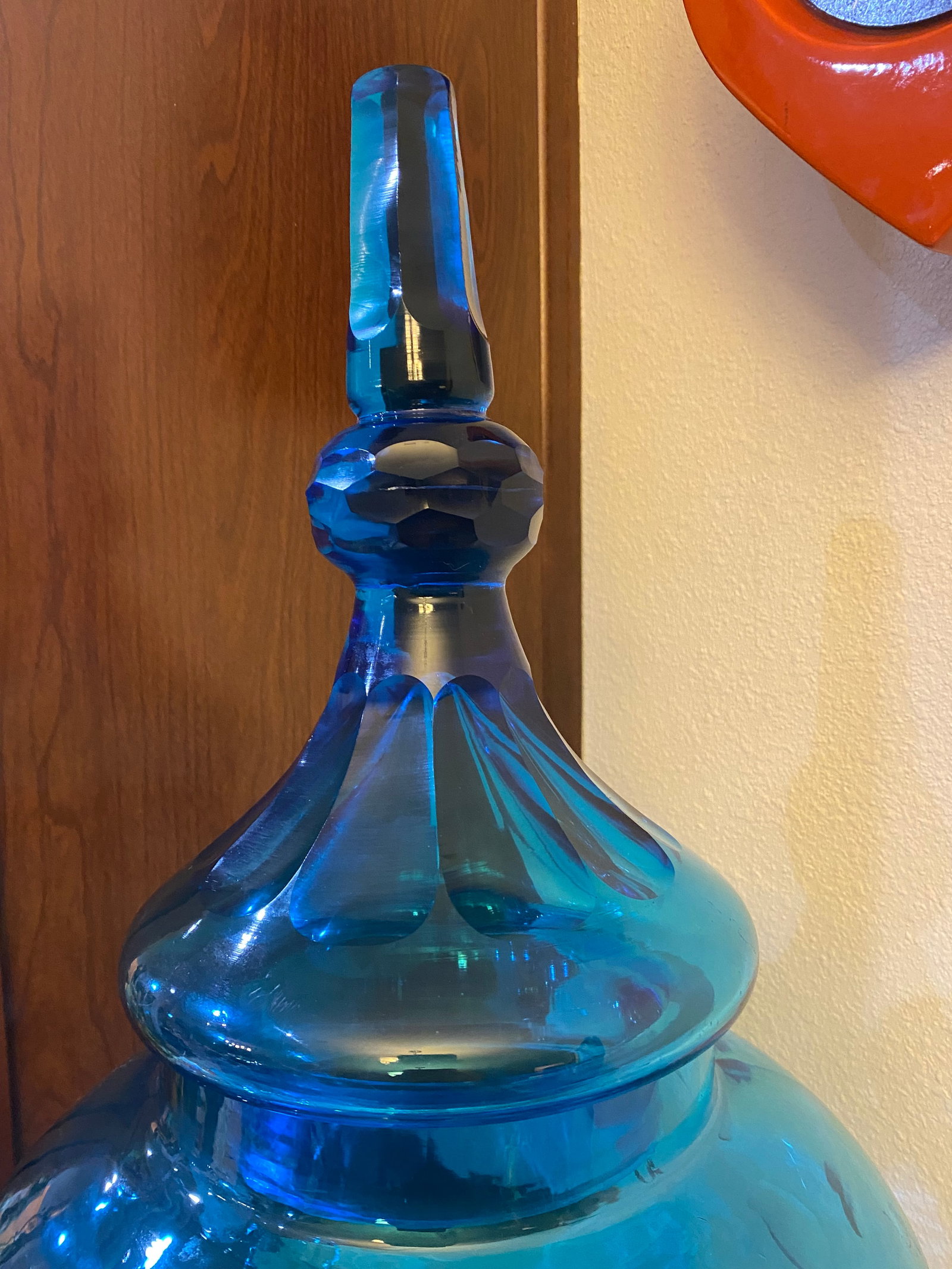 Monumental Antique 19th Century Blue Cut Glass Brandy Decanter - 6