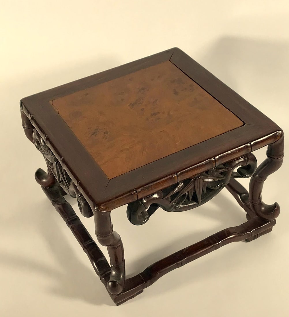 Vintage Chinese Rosewood Stand With Burl Top - 2