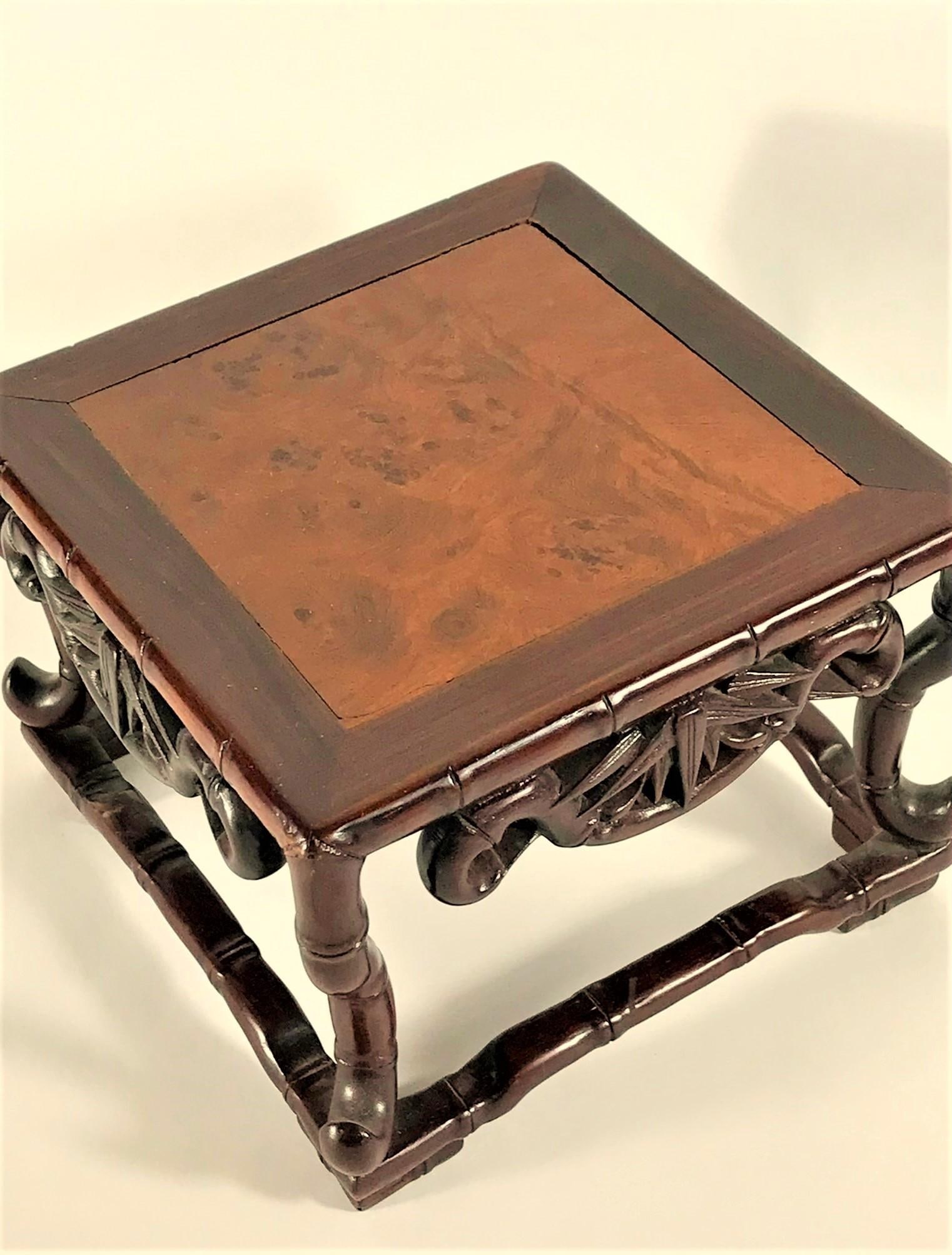 Vintage Chinese Rosewood Stand With Burl Top - 4
