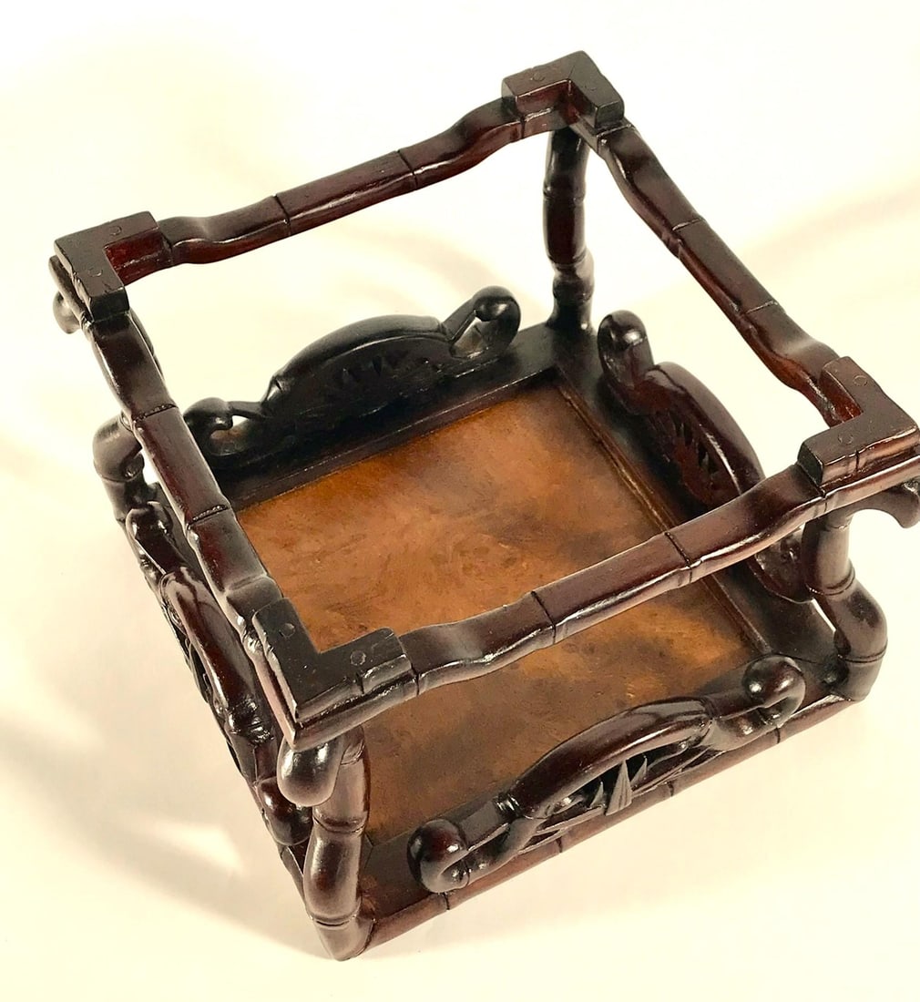 Vintage Chinese Rosewood Stand With Burl Top - 6