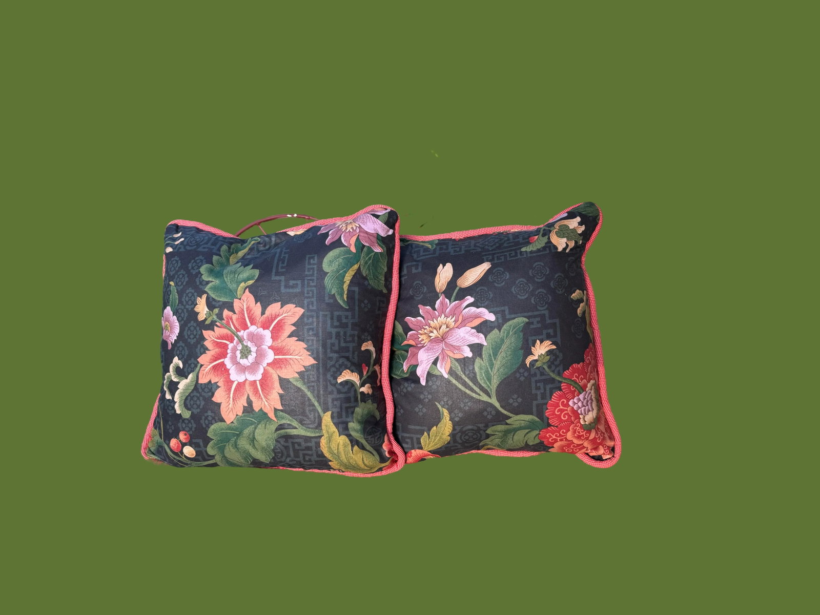Asian Floral Pillows-Set - 3