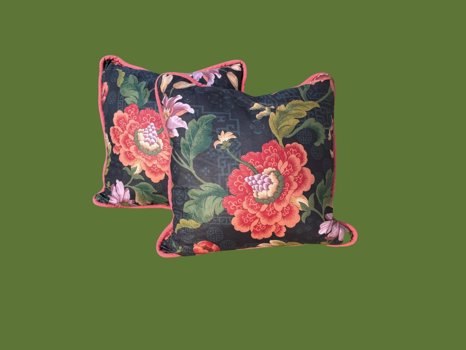 Asian Floral Pillows-Set - 6