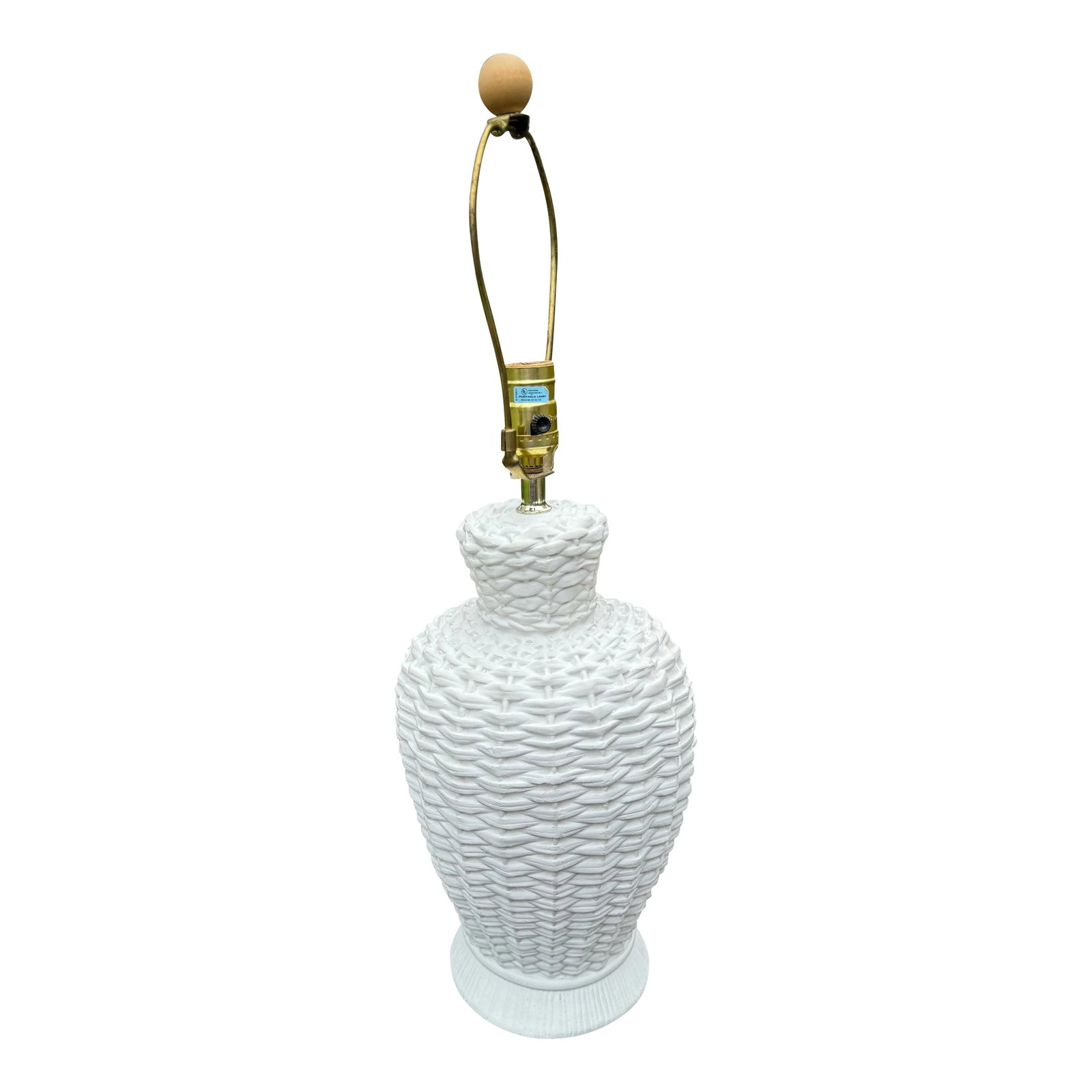 Vintage Basket Weave Plaster Lamp. - 2