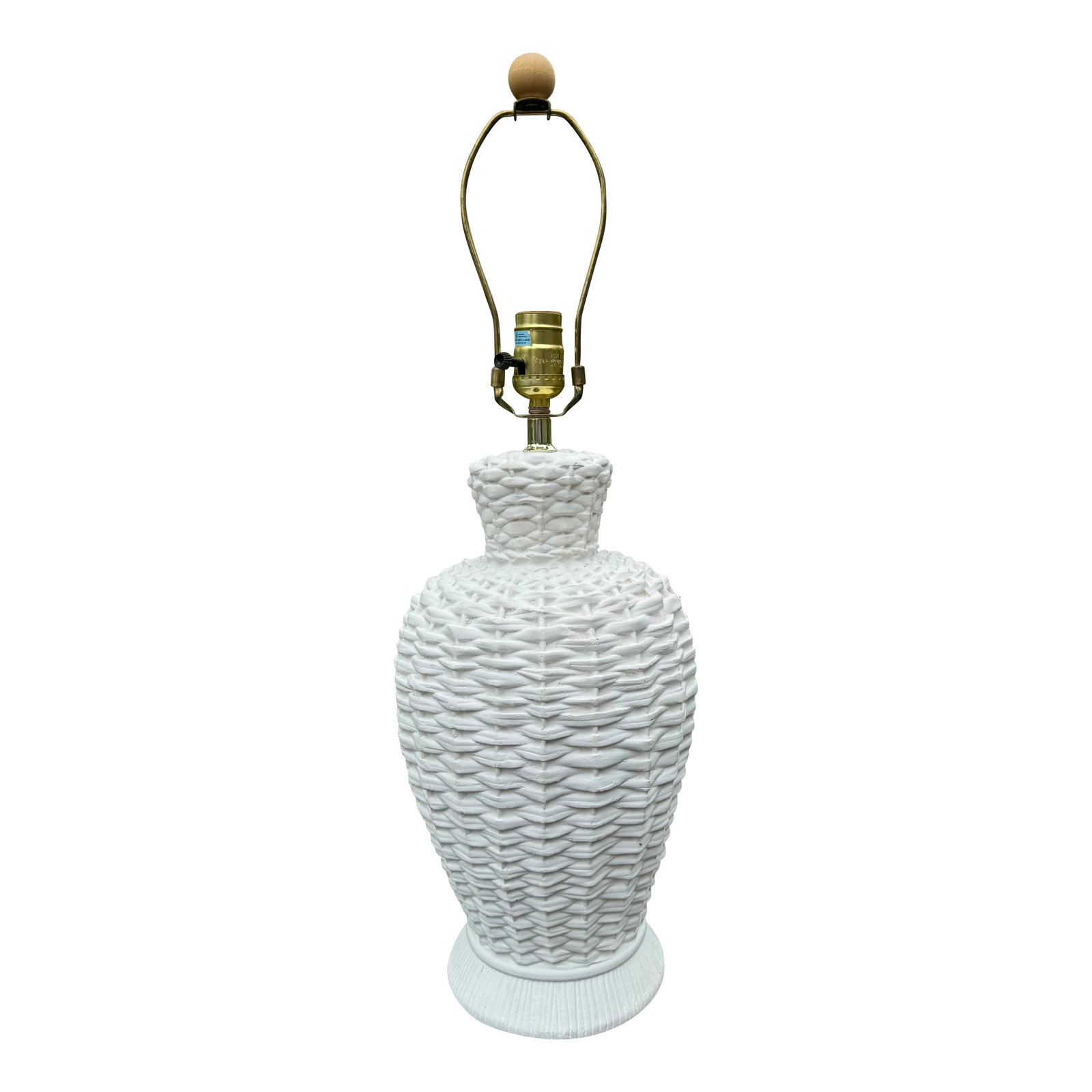 Vintage Basket Weave Plaster Lamp. - 3
