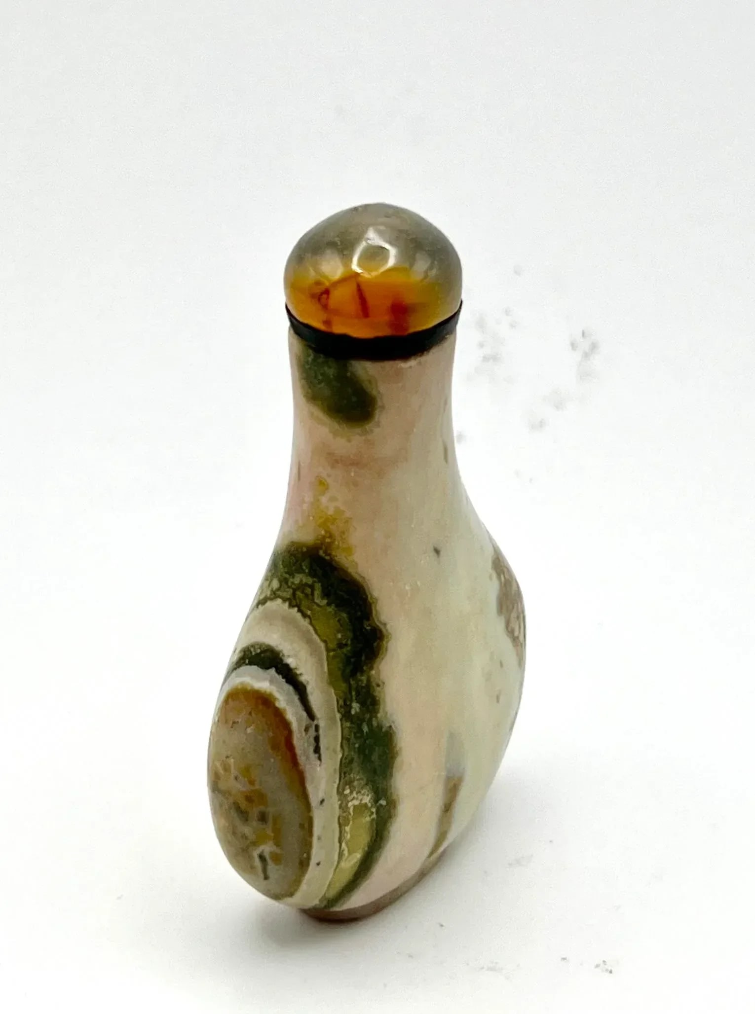 Vintage Pocket Size Teardrop Shape Jasper Snuff Bottle - 3
