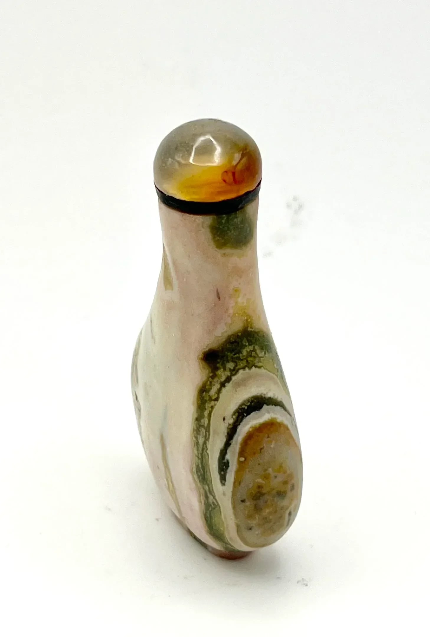 Vintage Pocket Size Teardrop Shape Jasper Snuff Bottle - 4