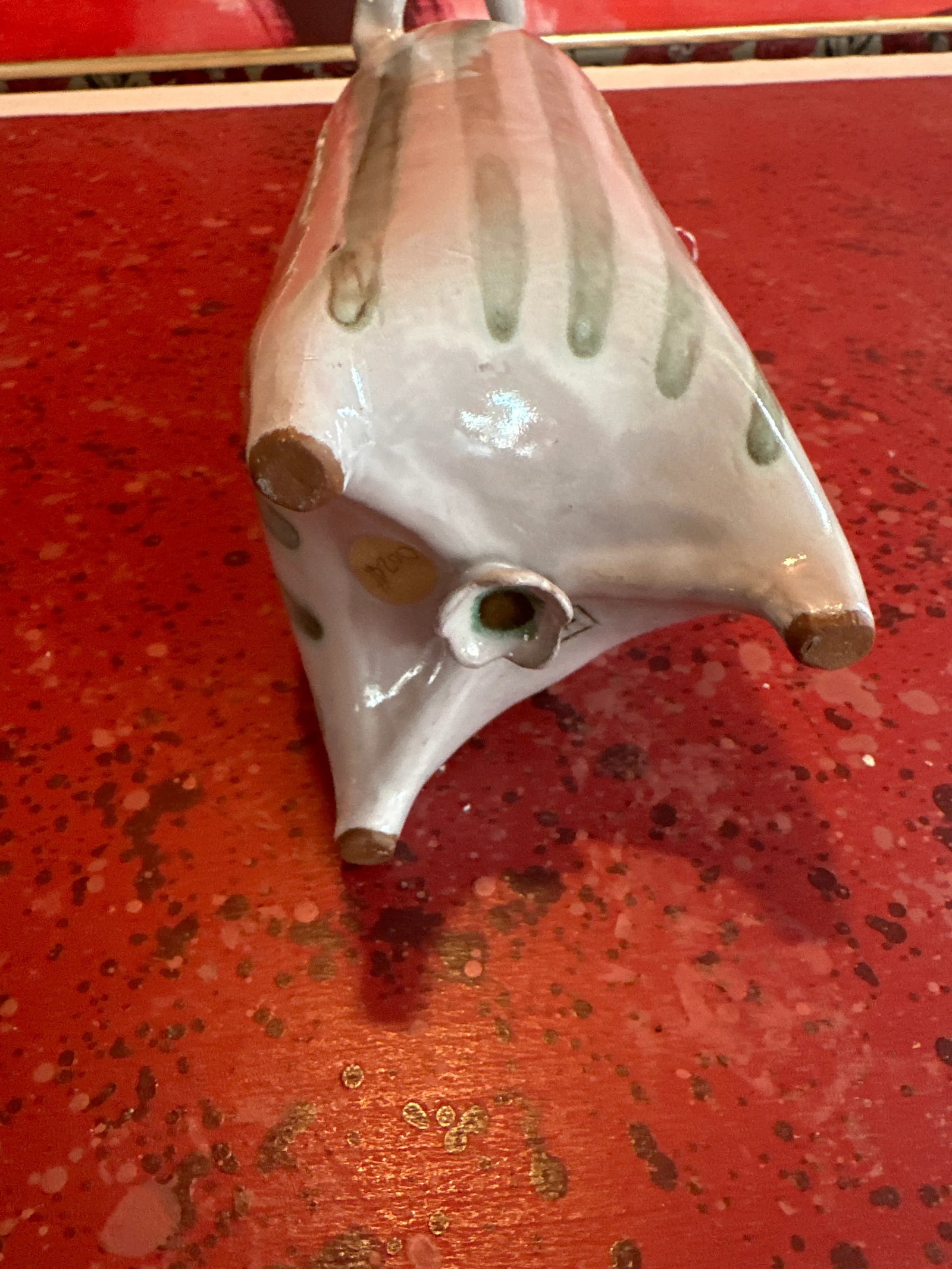 Ceramic Vase With Celadon Stripes and Acanthus Leaf Border - 5