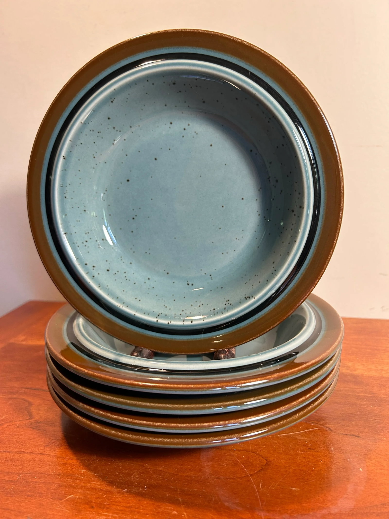 Mid Century Arabia Finland Pottery Set of 5 Salad Dishes 'Meri' Pattern - 2