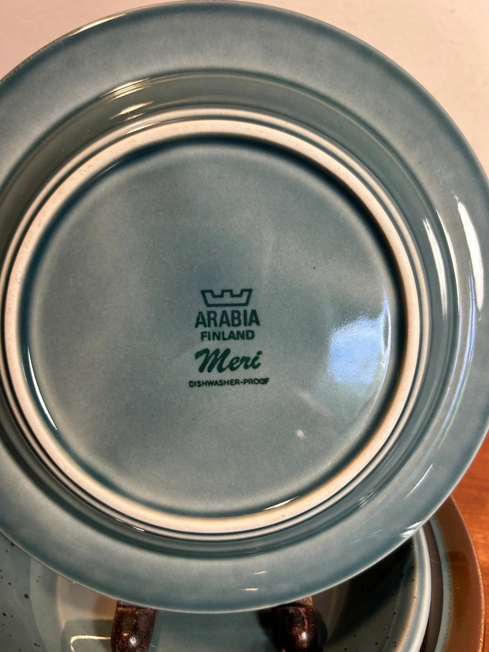 Mid Century Arabia Finland Pottery Set of 5 Salad Dishes 'Meri' Pattern - 4