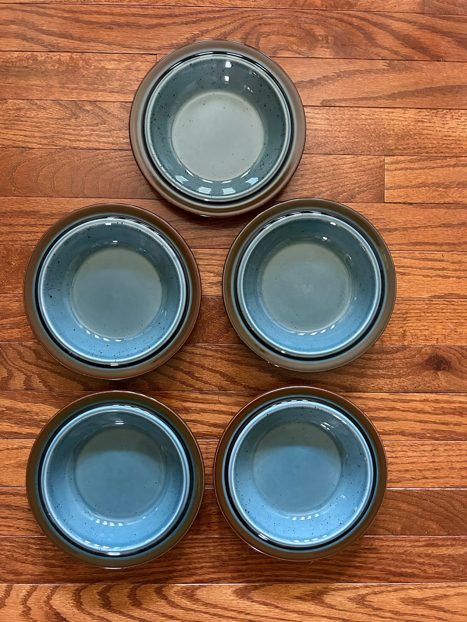 Mid Century Arabia Finland Pottery Set of 5 Salad Dishes 'Meri' Pattern - 7