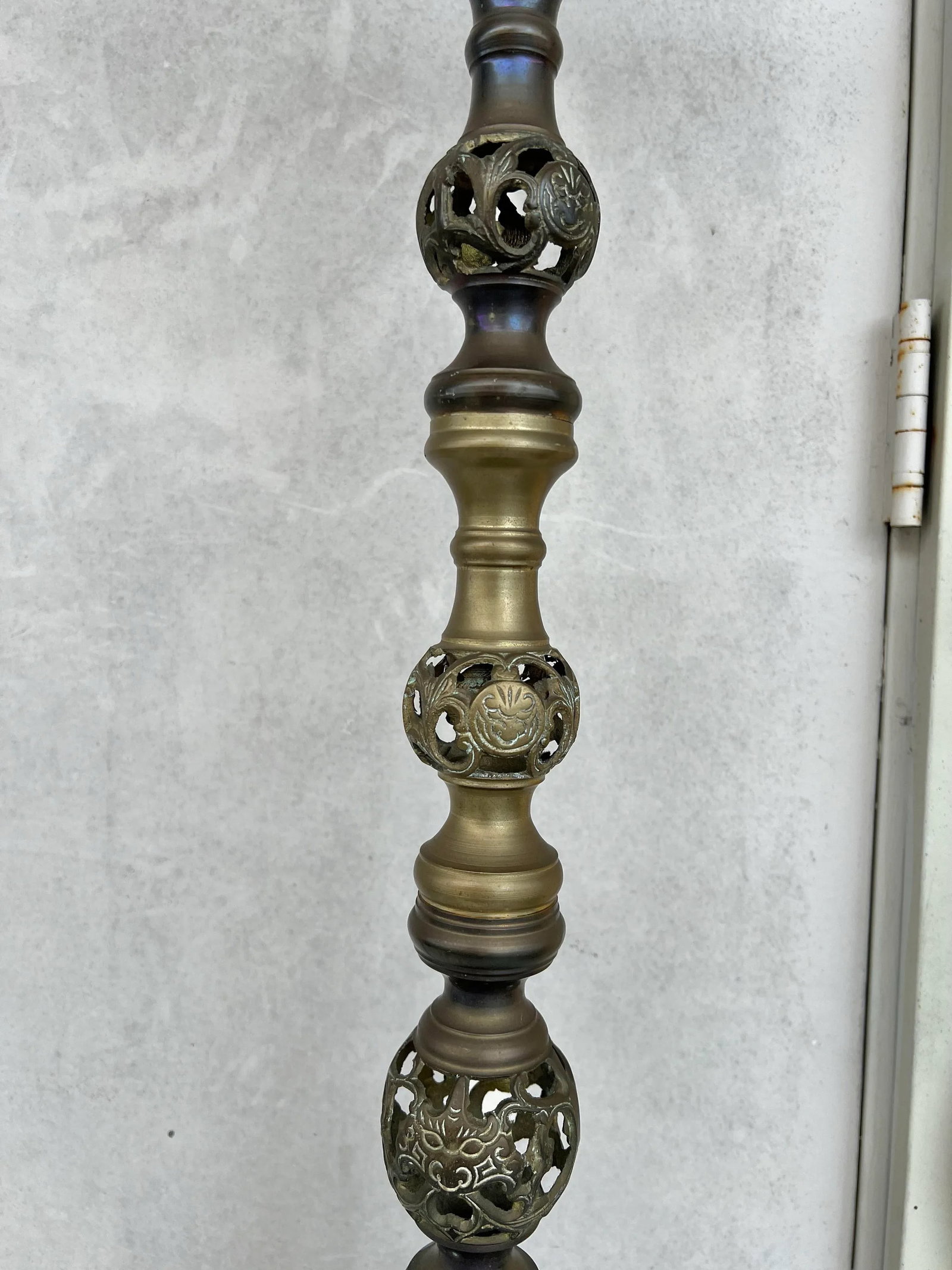 1970s Solid Brass Openwork Floor Pricket Candlestick - 6