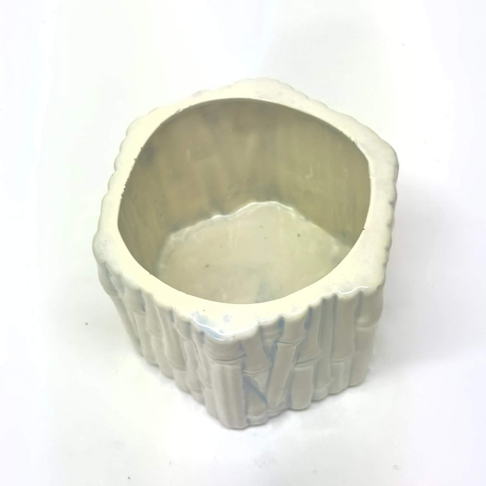 Hollywood Regency White Ceramic Faux Bamboo Vessel Curation - Group of 3 - 4
