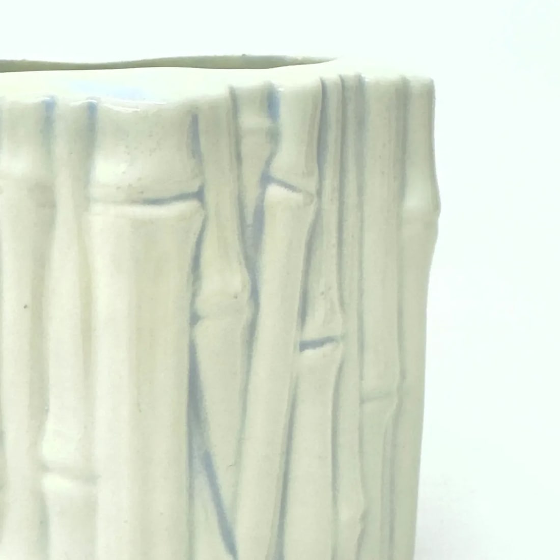 Hollywood Regency White Ceramic Faux Bamboo Vessel Curation - Group of 3 - 5