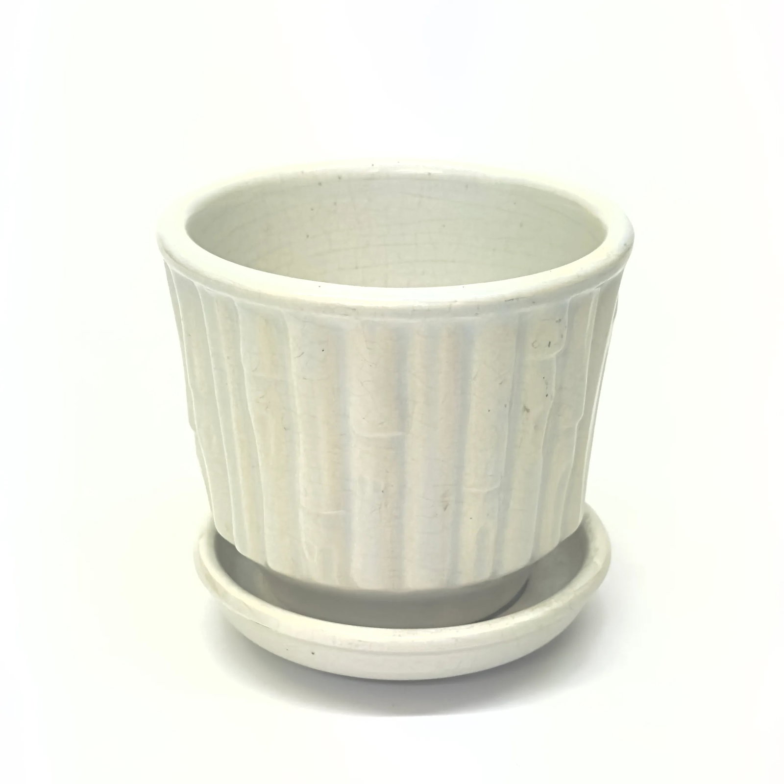 Hollywood Regency White Ceramic Faux Bamboo Vessel Curation - Group of 3 - 6
