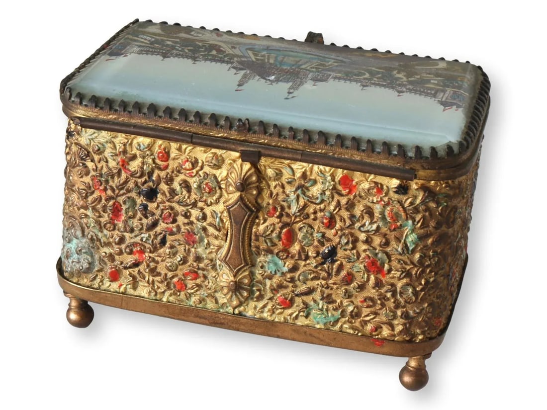 1878 French Exposition Gilded Ormolu Ring Box - 4