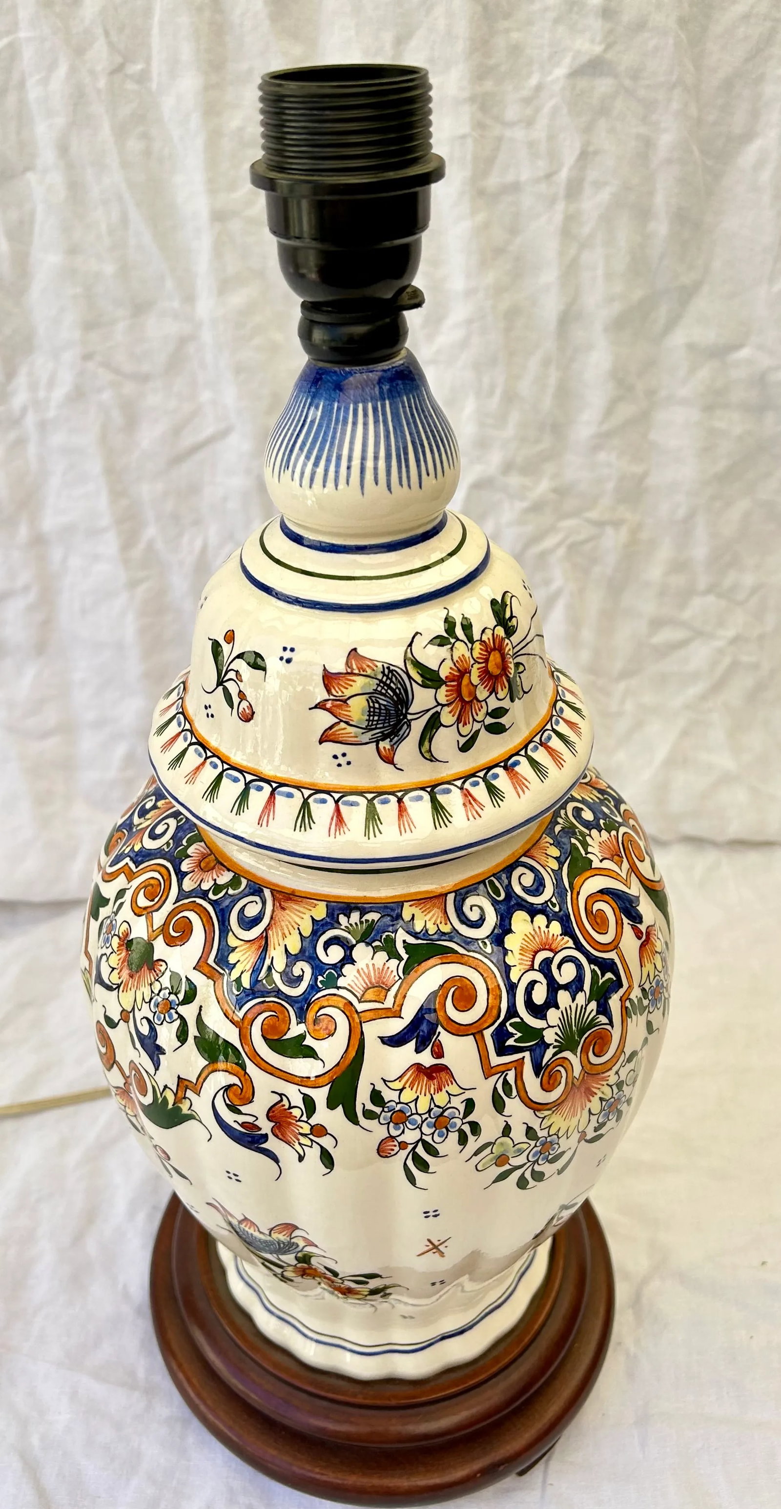 Boho Chic Hand Painted Floral Ginger Jar Table Lamp - 2