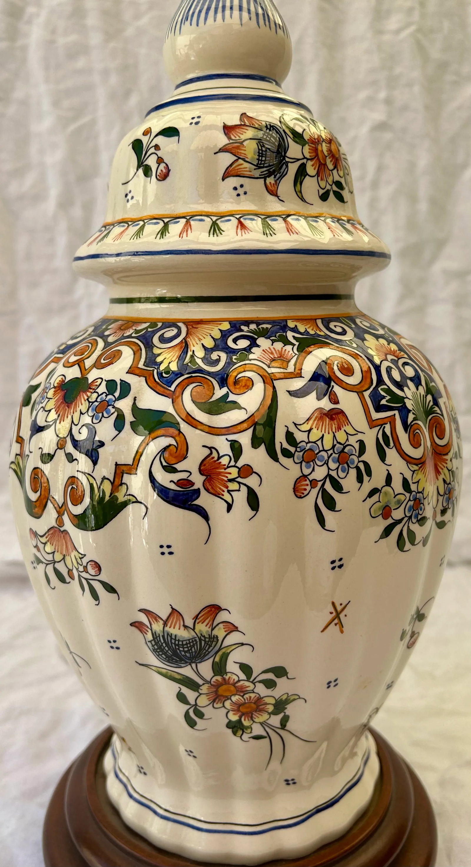 Boho Chic Hand Painted Floral Ginger Jar Table Lamp - 3
