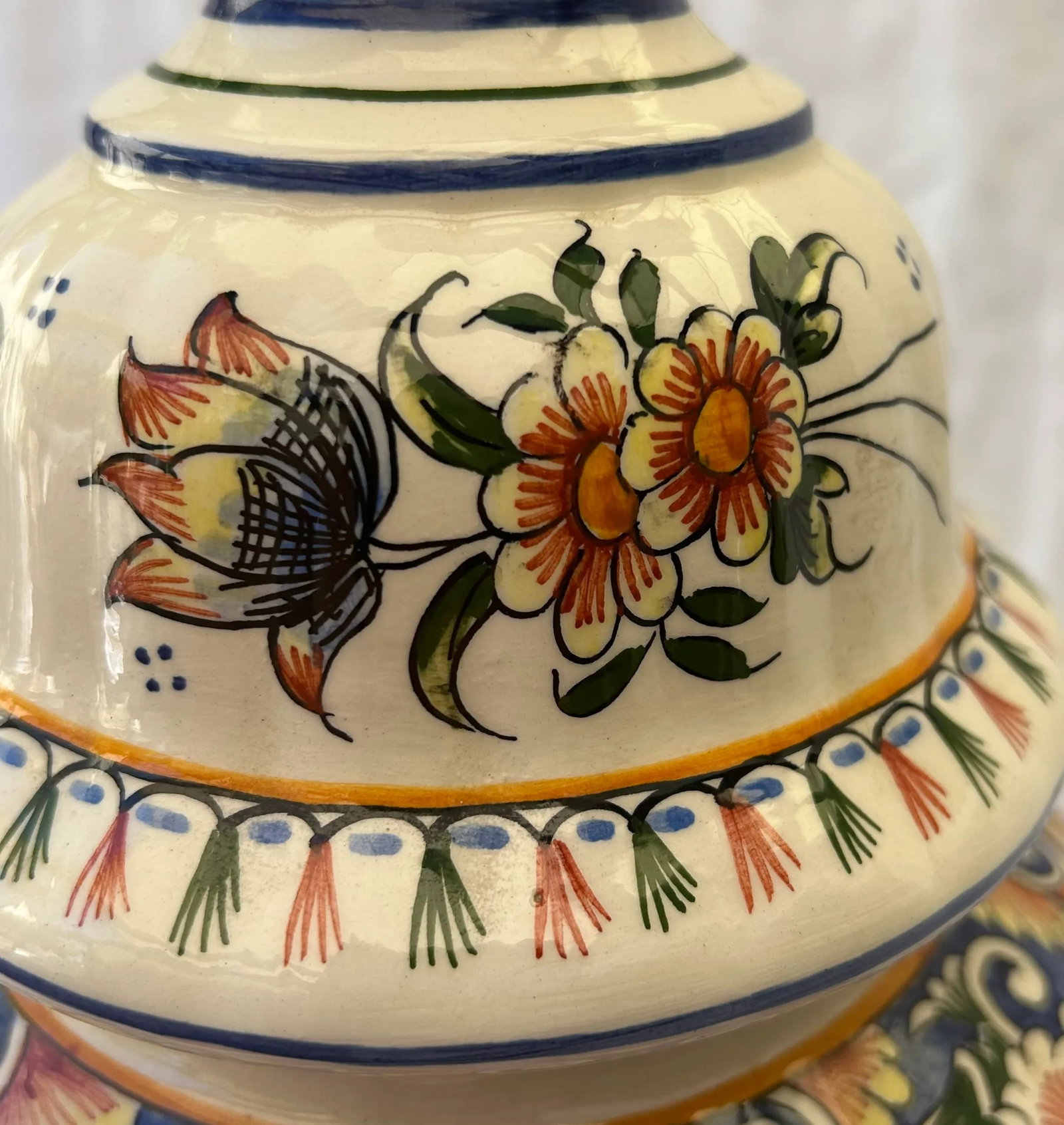 Boho Chic Hand Painted Floral Ginger Jar Table Lamp - 6