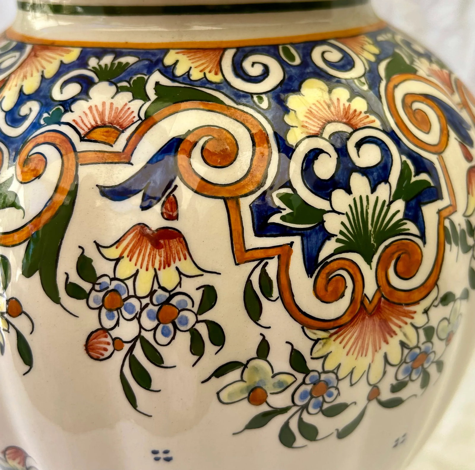 Boho Chic Hand Painted Floral Ginger Jar Table Lamp - 7
