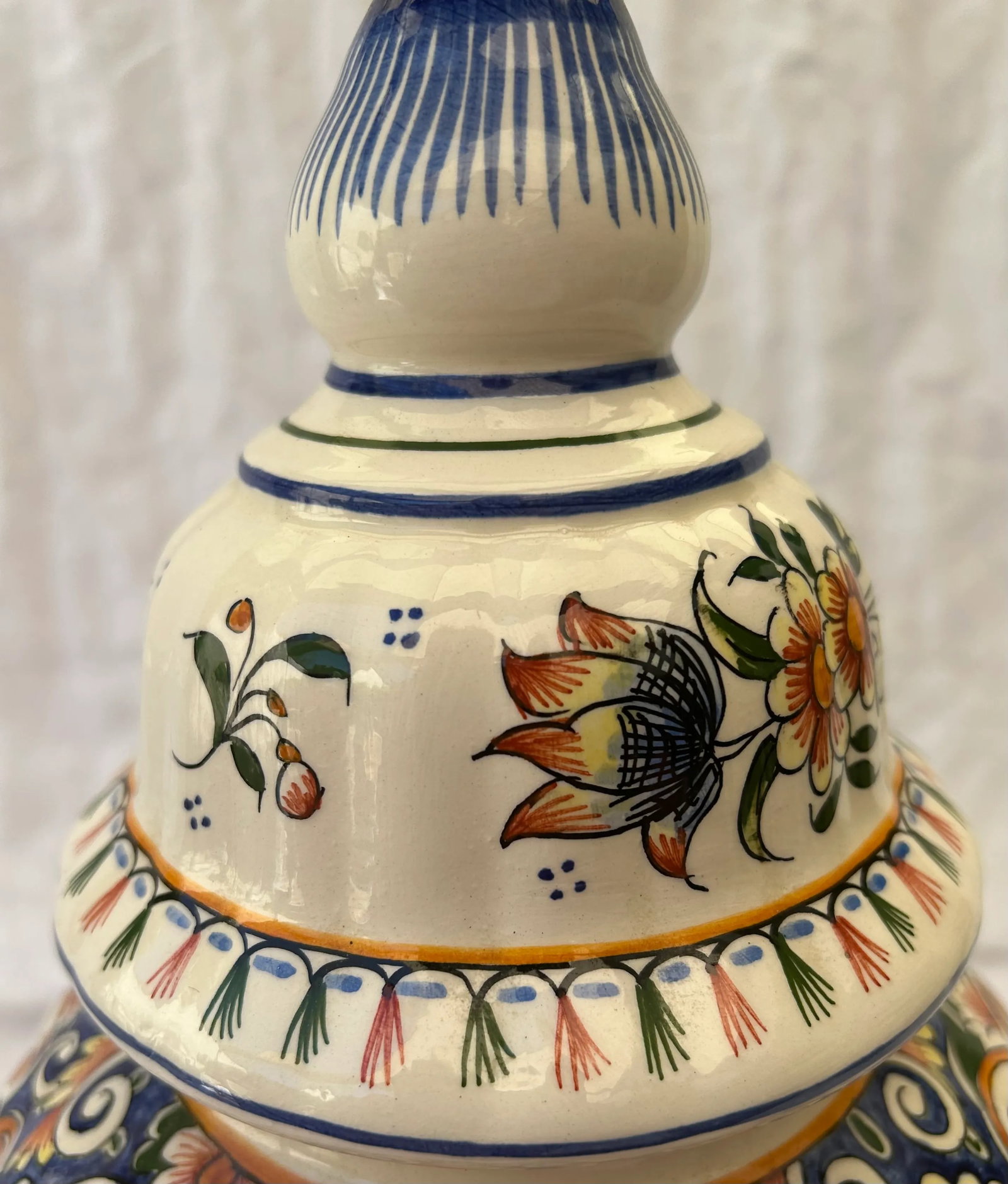 Boho Chic Hand Painted Floral Ginger Jar Table Lamp - 8