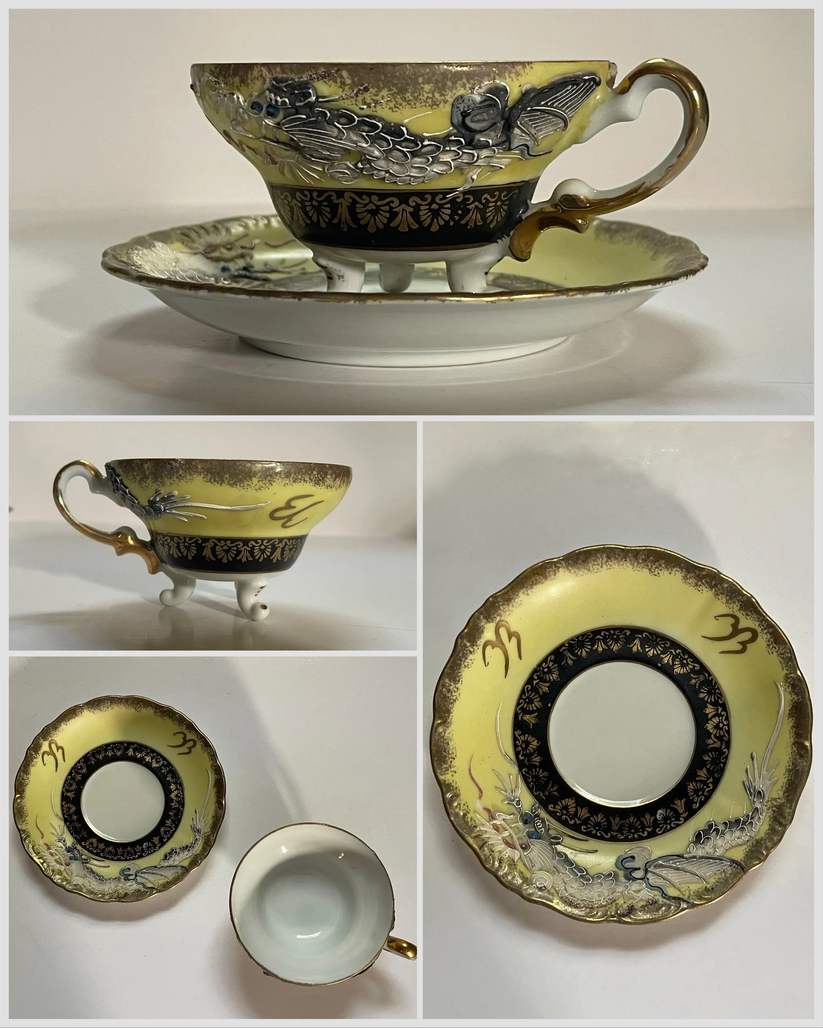 Mid 20th Century Dragon Teacups & Saucers- 12 Pieces - 10