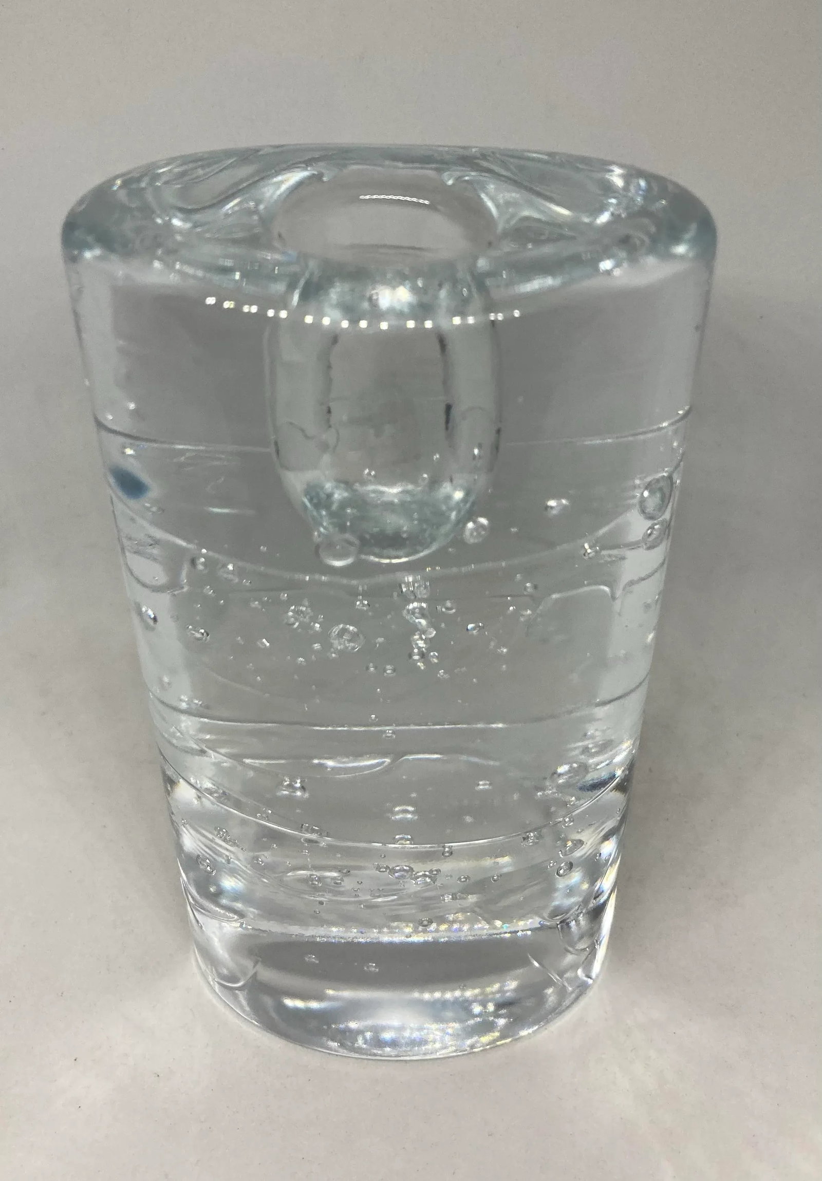 1960s Iittala Finland Timo Sarpaneva Arkipelago Ice Block Oval Thick Glass Candle Holders- Set of 2 - 7