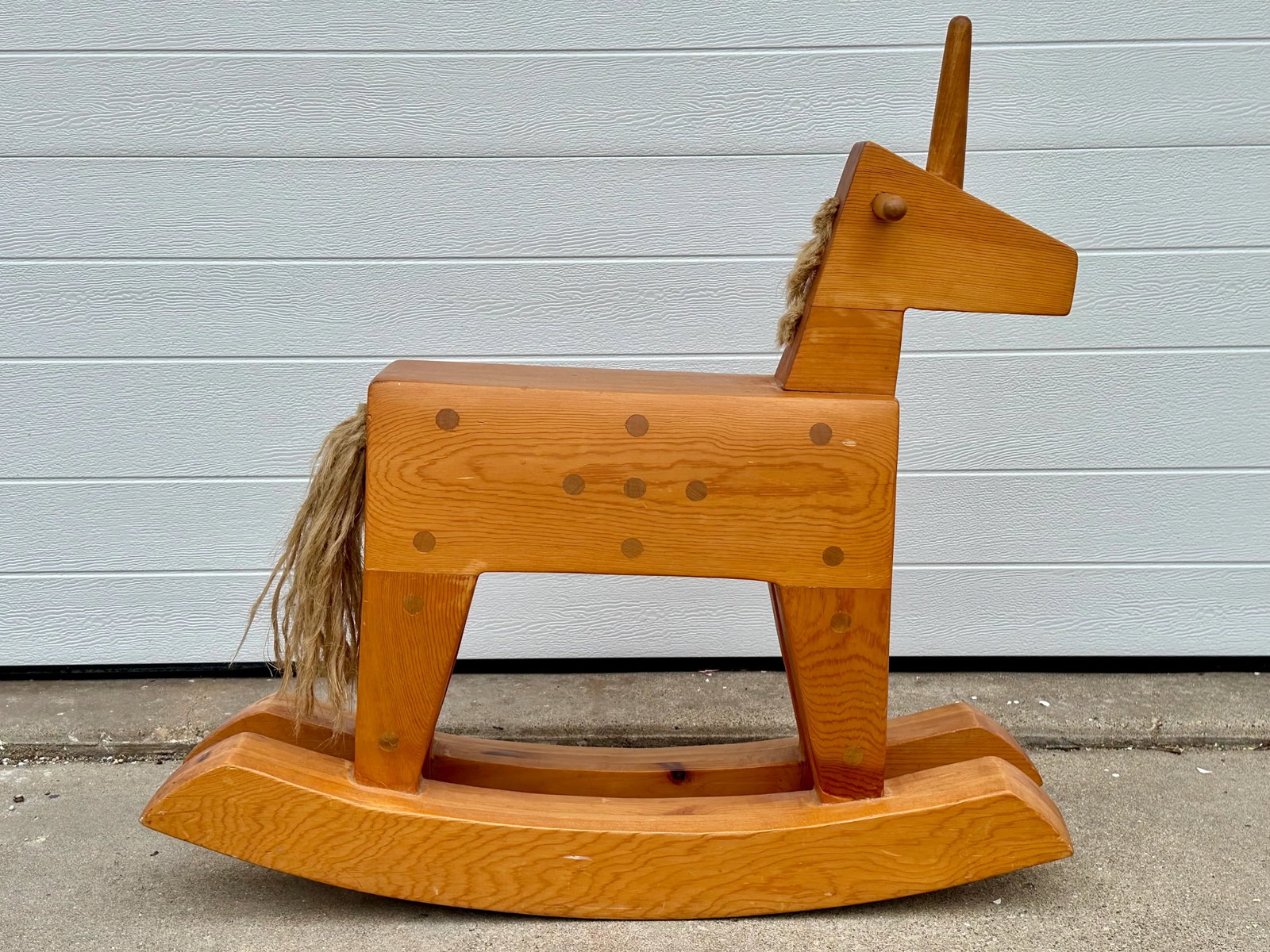 Vintage Scandinavian Wooden Unicorn Rocking Horse - 2