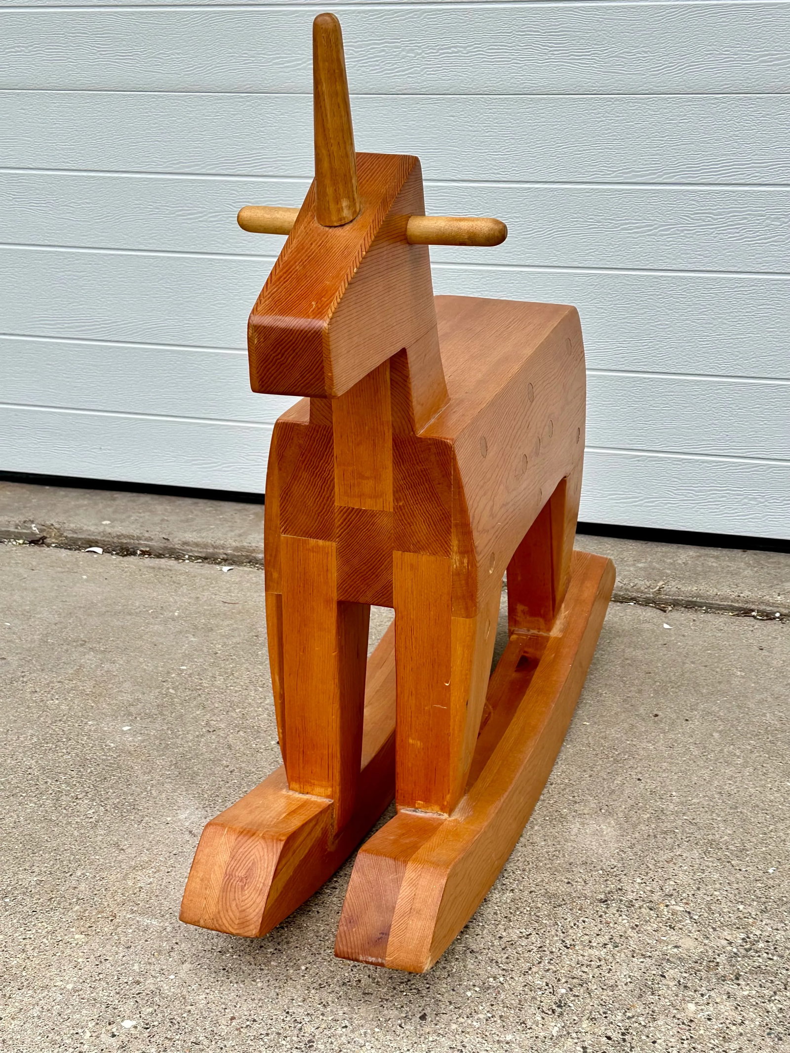 Vintage Scandinavian Wooden Unicorn Rocking Horse - 4