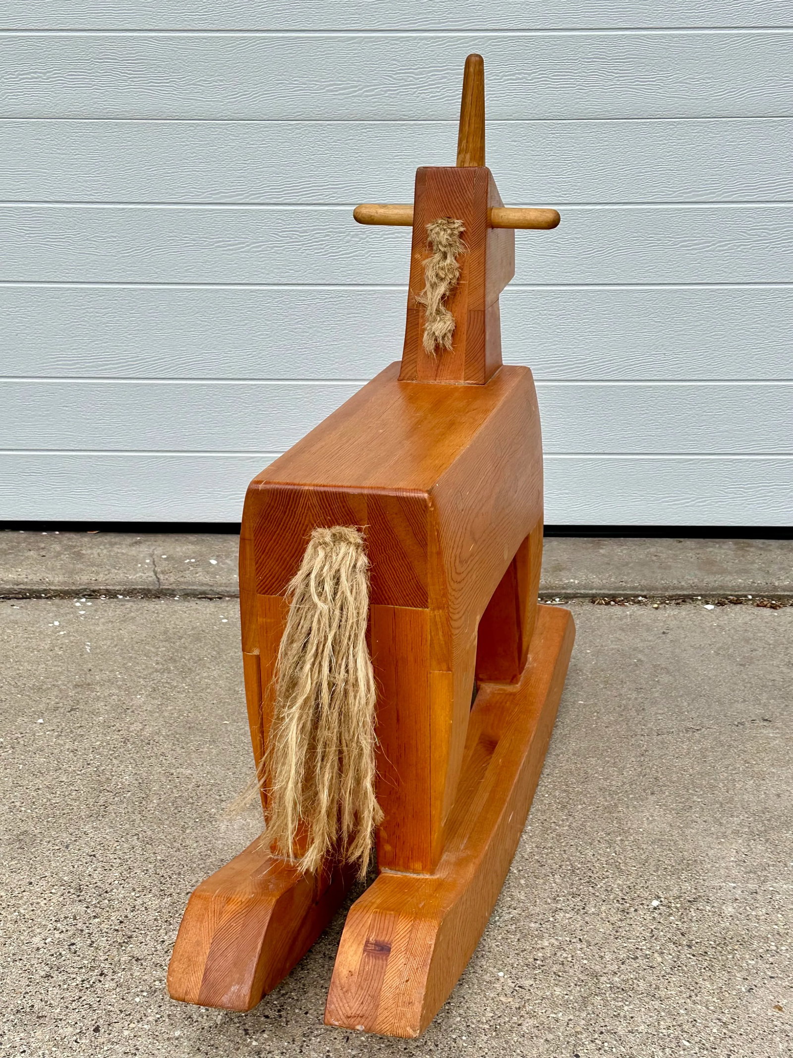 Vintage Scandinavian Wooden Unicorn Rocking Horse - 5