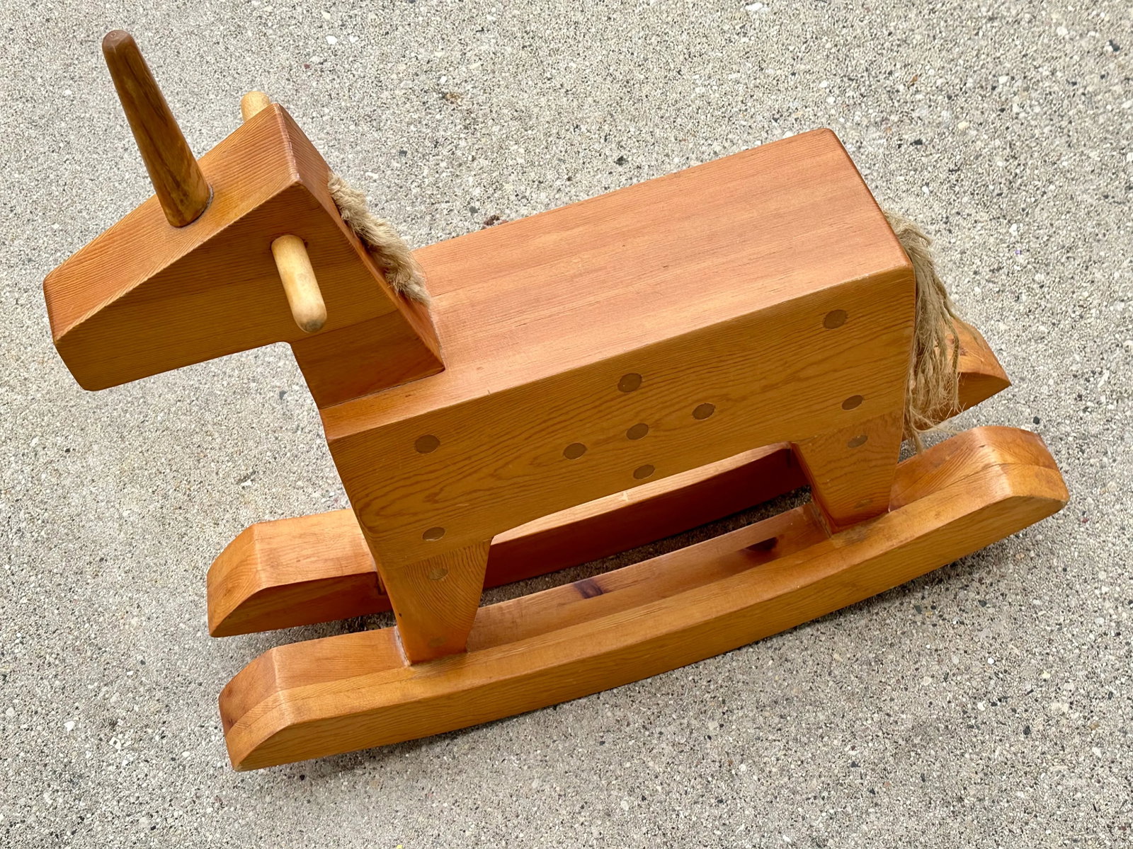 Vintage Scandinavian Wooden Unicorn Rocking Horse - 6