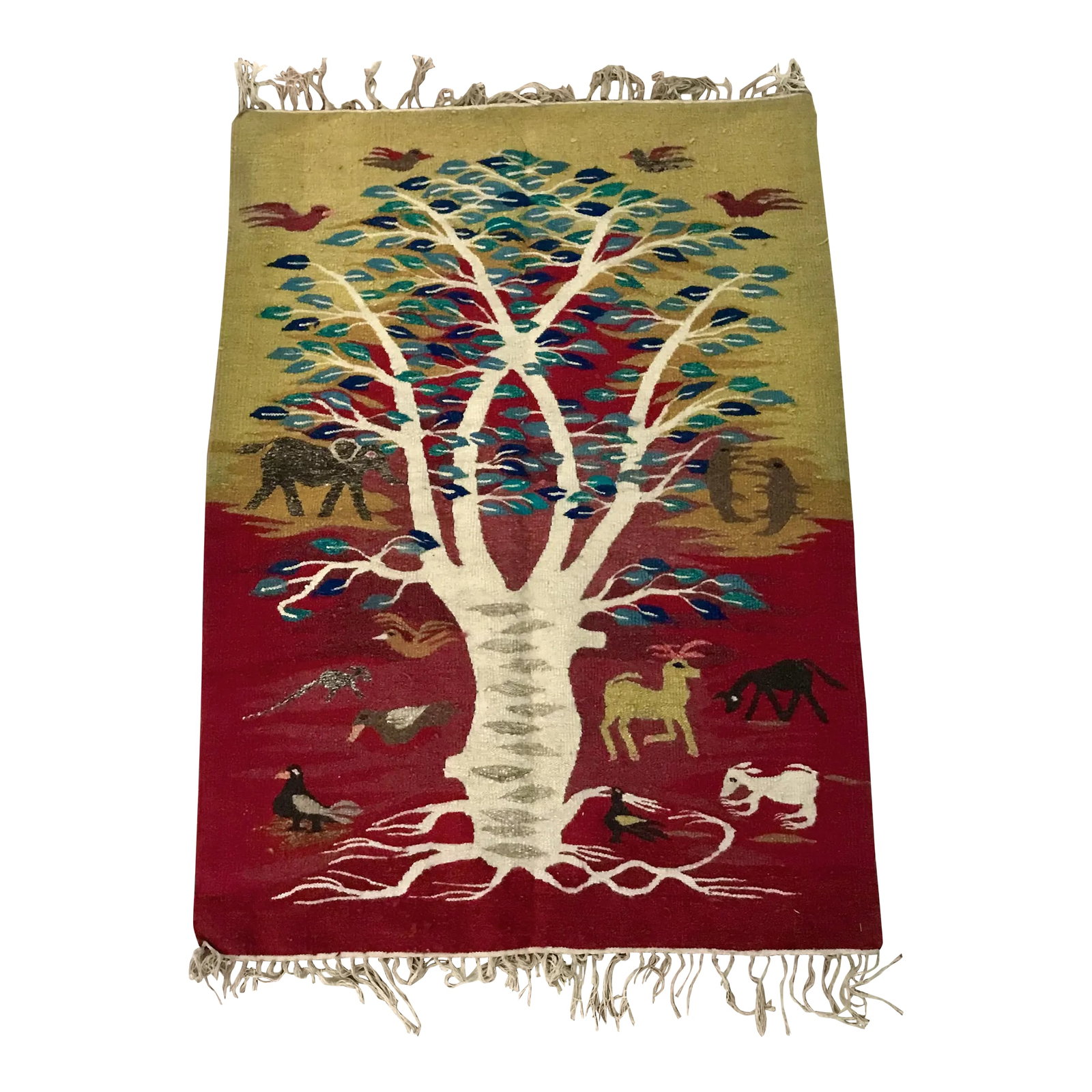 Outstanding Ramses Wissa Wassef Woven Vintage Tapestry: White Tree of Life Tapestry Egyptian White "Tree of Life" Tapestry, Influenced by the Ramses Wissa Wassef Workshop. *Attributed to: Ramses Wissa Wassef Workshop (Maker) *Dimensions: Height: 62 in (157