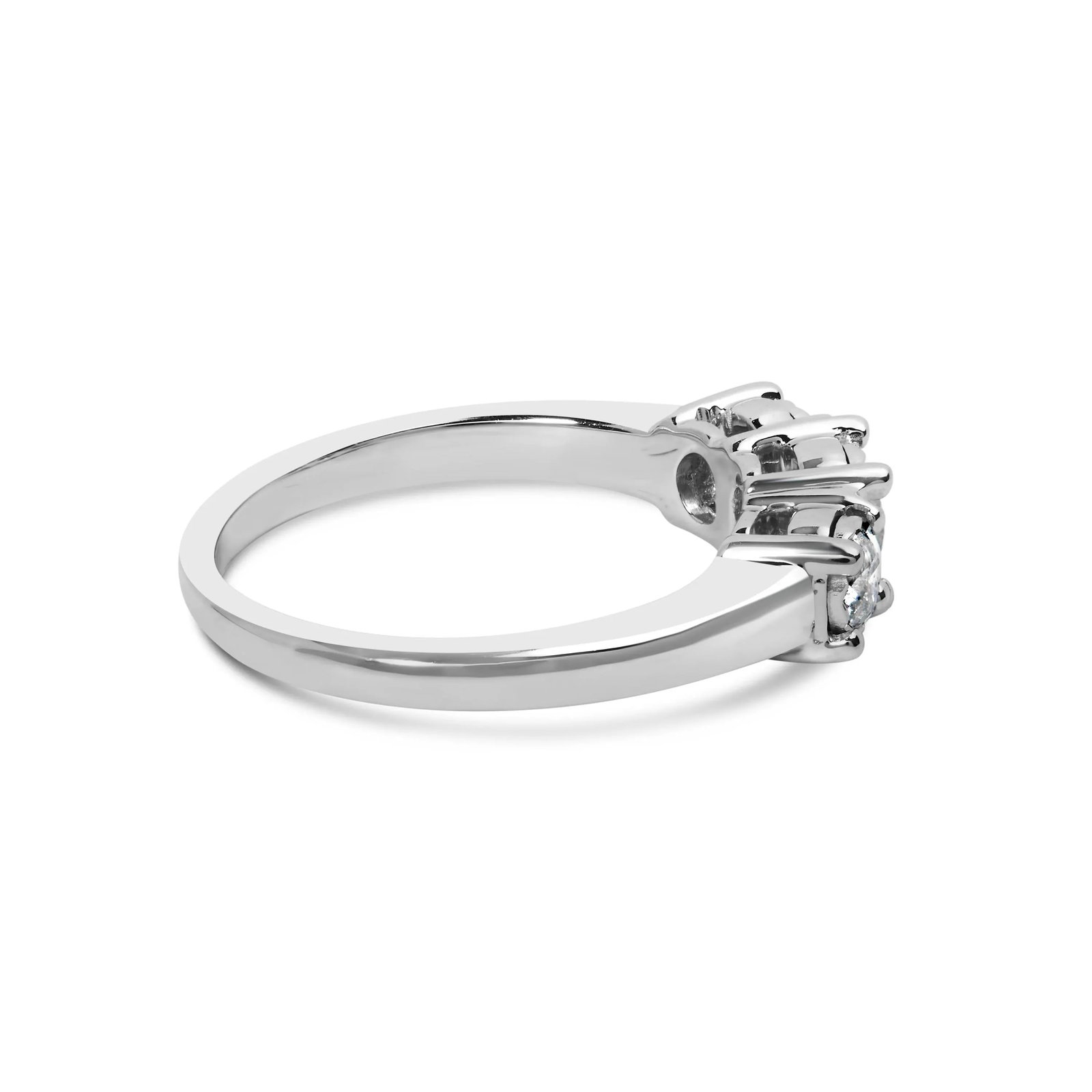 14K White Gold 1/2 Cttw Miracle Set Round Lab Grown Diamond Three Stone Illusion Plate Ring (F-G Col - 2