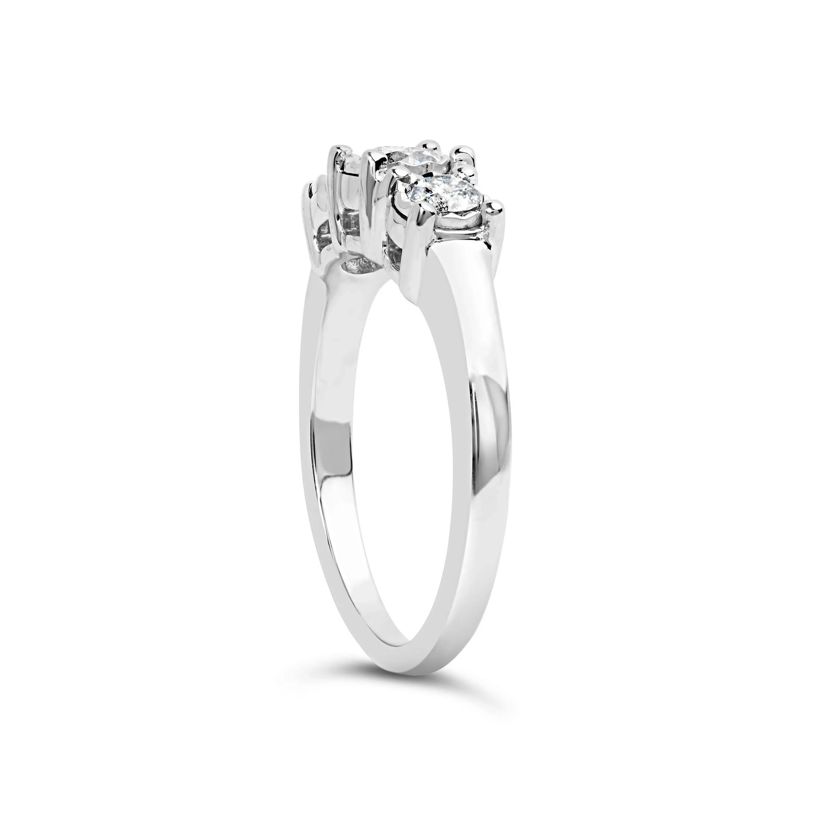 14K White Gold 1/2 Cttw Miracle Set Round Lab Grown Diamond Three Stone Illusion Plate Ring (F-G Col - 4