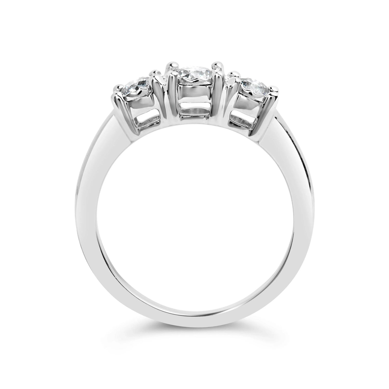 14K White Gold 1/2 Cttw Miracle Set Round Lab Grown Diamond Three Stone Illusion Plate Ring (F-G Col - 5