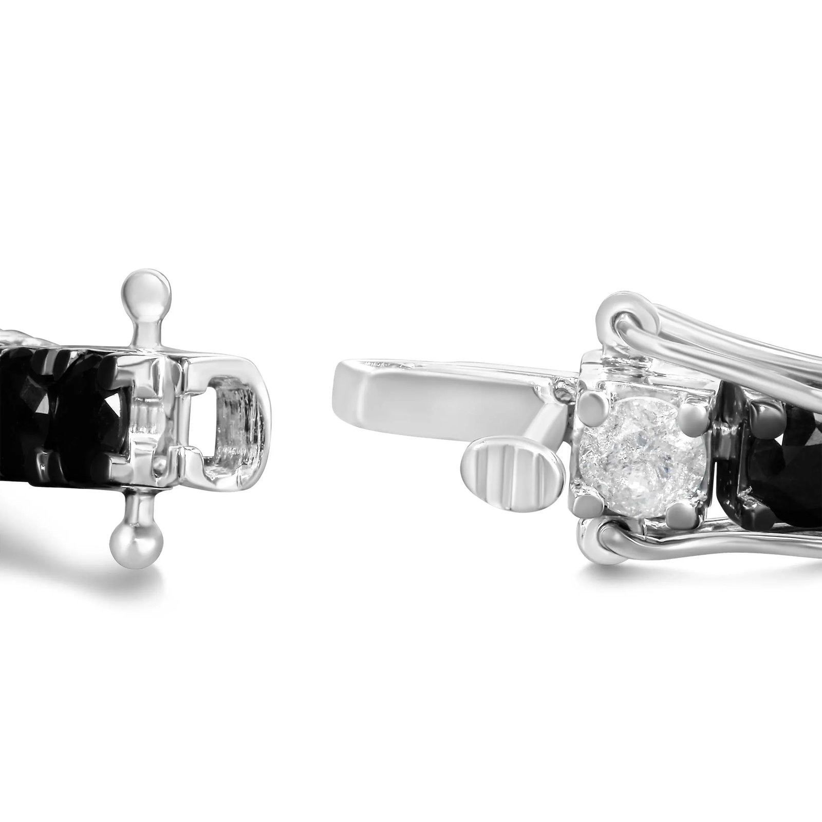 .925 Sterling Silver 12.0 Cttw Black and White Diamond Tennis Bracelet (I-J Color, I2-I3 Clarity) - - 2