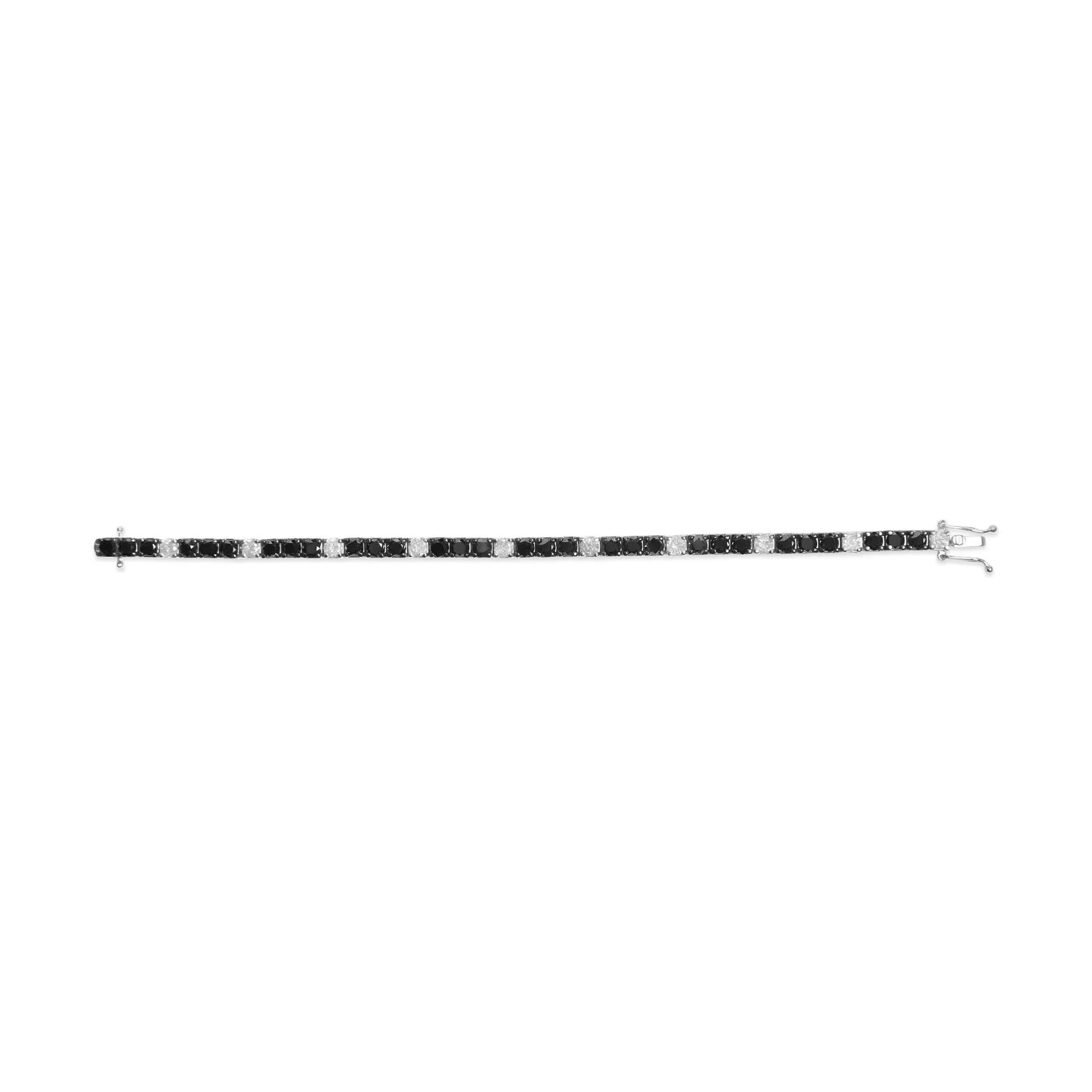 .925 Sterling Silver 12.0 Cttw Black and White Diamond Tennis Bracelet (I-J Color, I2-I3 Clarity) - - 3
