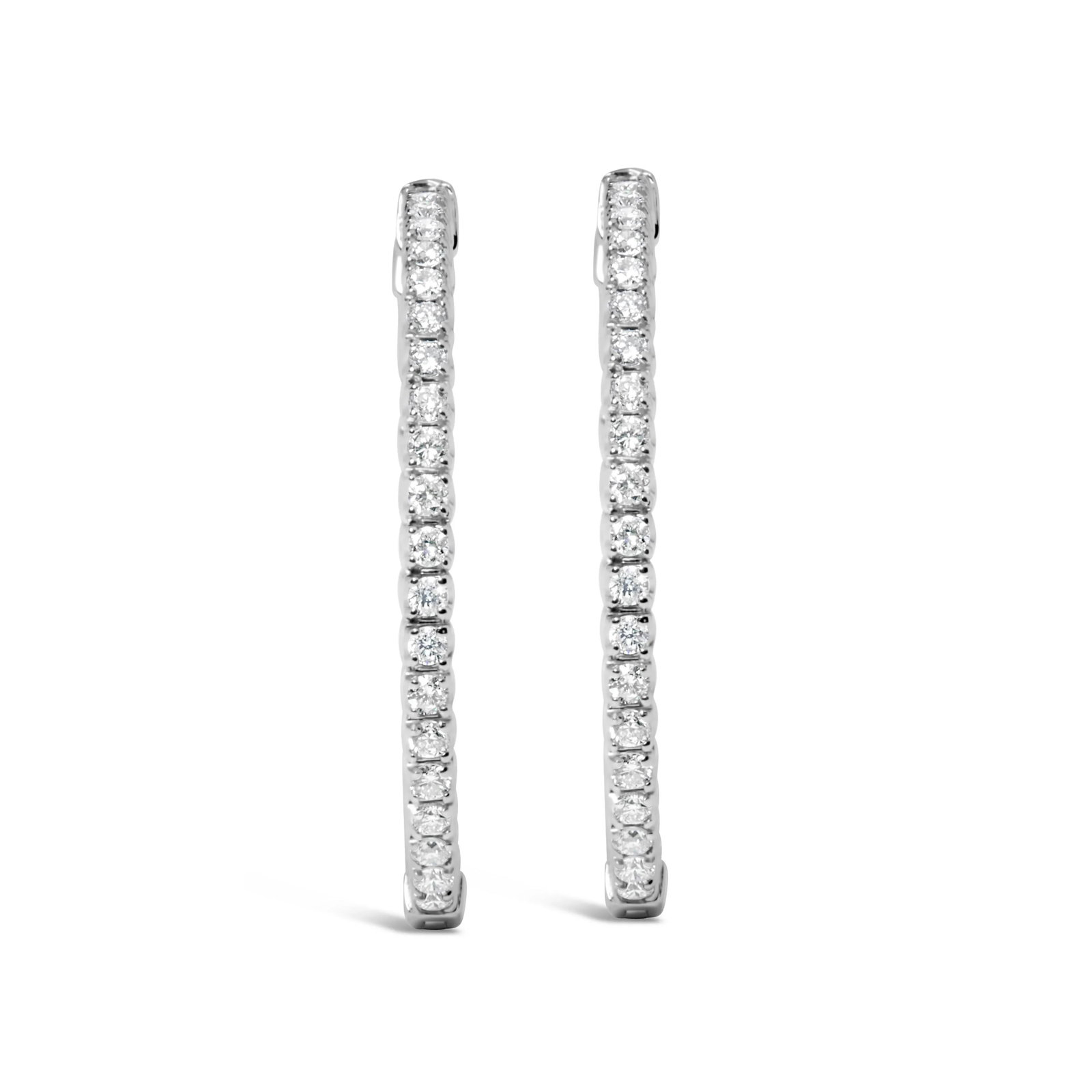 14K White Gold 1 3/4 Cttw Lab Grown Diamond Inside Out Hoop Earrings (G-H Color, VS2-SI1 Clarity) - 3