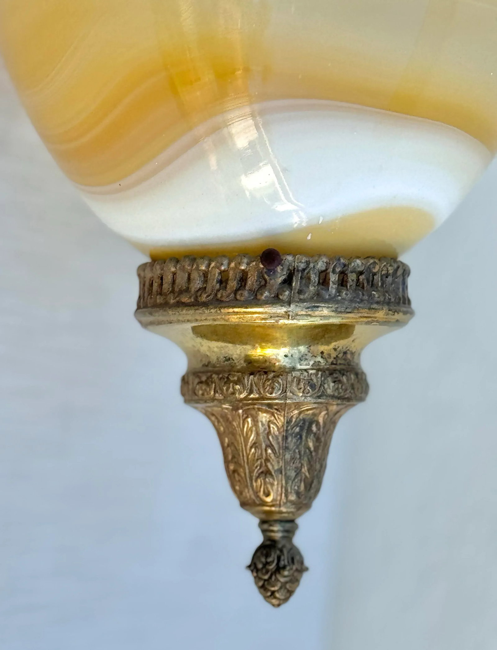 Vintage Light Pendant : Murano Style Very Large Oval Shaped Blown Glass Pendant With "Onyx" Glass Sw - 4