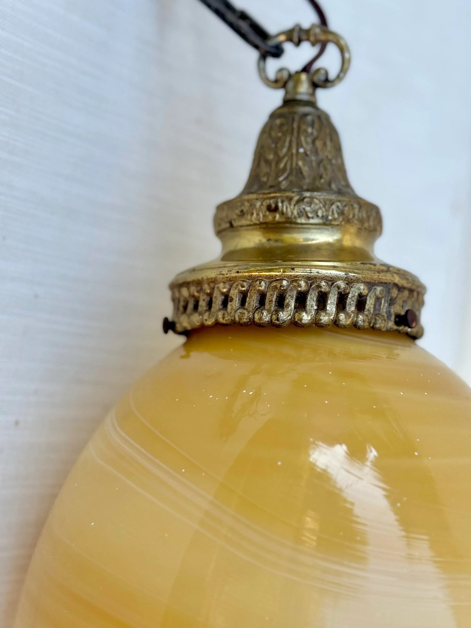 Vintage Light Pendant : Murano Style Very Large Oval Shaped Blown Glass Pendant With "Onyx" Glass Sw - 7
