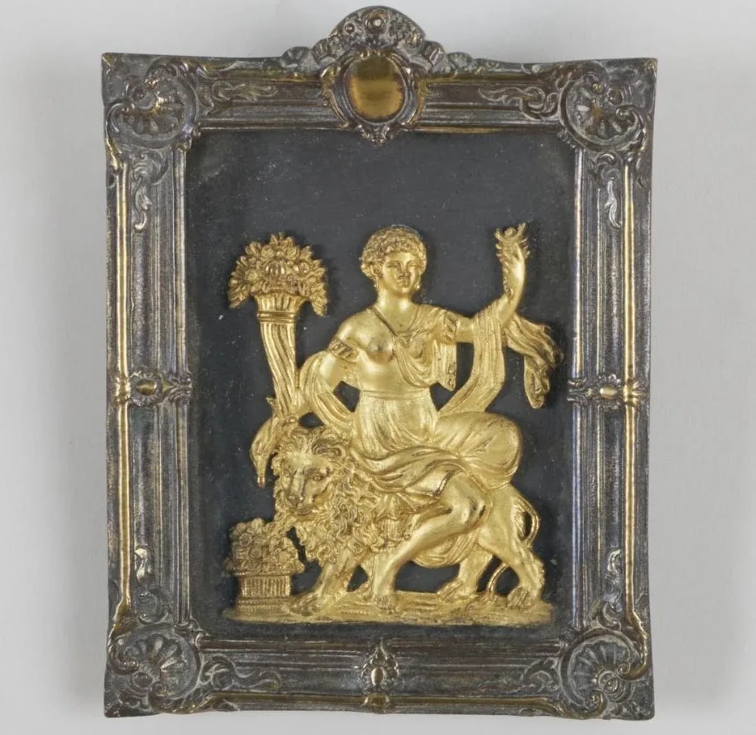 Pair of Gilt Bronze Allegorical Images of Africa and and Asia French. Framed Plaques, Late 18th Cent - 4