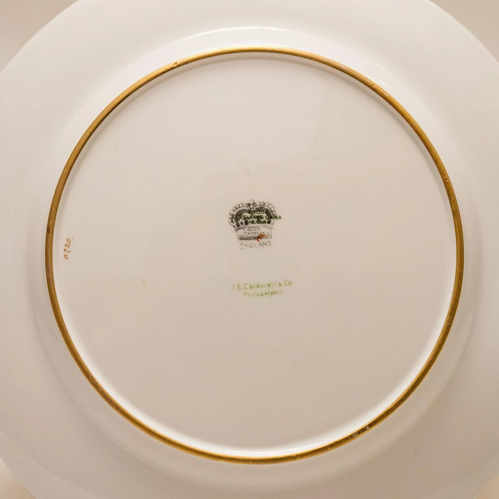 Gilt Encrusted Dinner Plates, Antique Custom Order with Wide Gold Banding - Set of 11 - 3