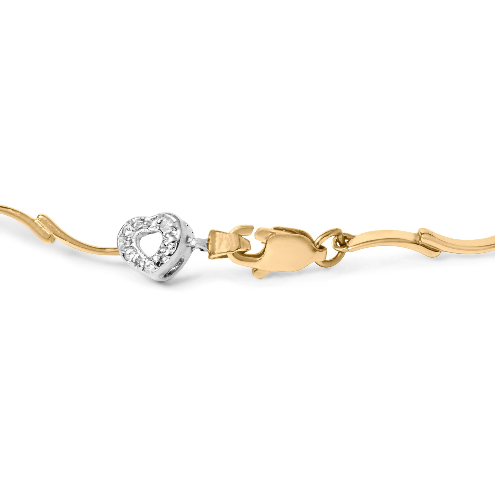 10k Two-Tone Gold 1/3 Cttw Diamond Pave Set Heart S-Link 7.25" Bracelet (I-J Color, I2-I3 Clarity) - 2