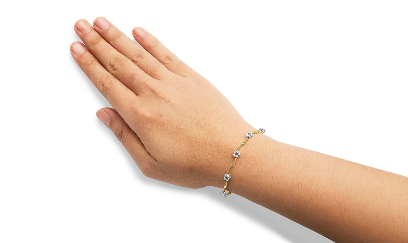 10k Two-Tone Gold 1/3 Cttw Diamond Pave Set Heart S-Link 7.25" Bracelet (I-J Color, I2-I3 Clarity) - 5