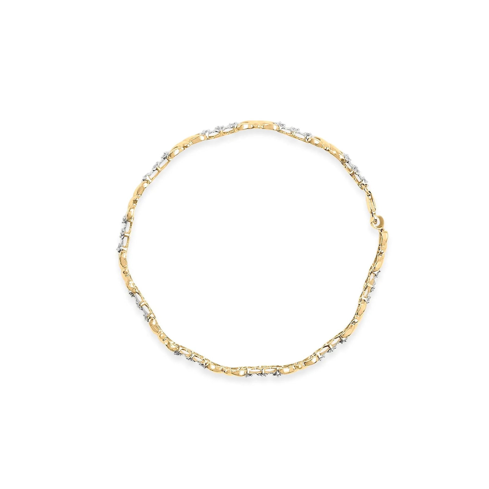 10k Yellow Gold 1/3 Cttw Diamond 3 Stone and X-Link Bracelet (I-J Color, I1-I2 Clarity) - 7.50" Inch - 3